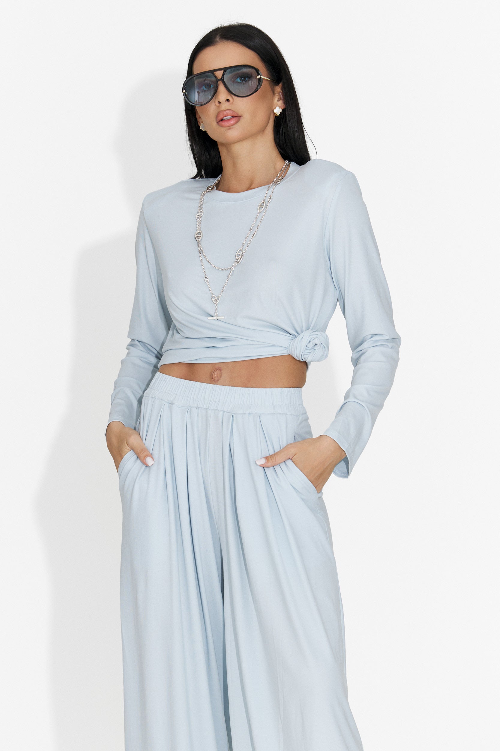 Compleu dama cu pantaloni bleu Namay Bogas