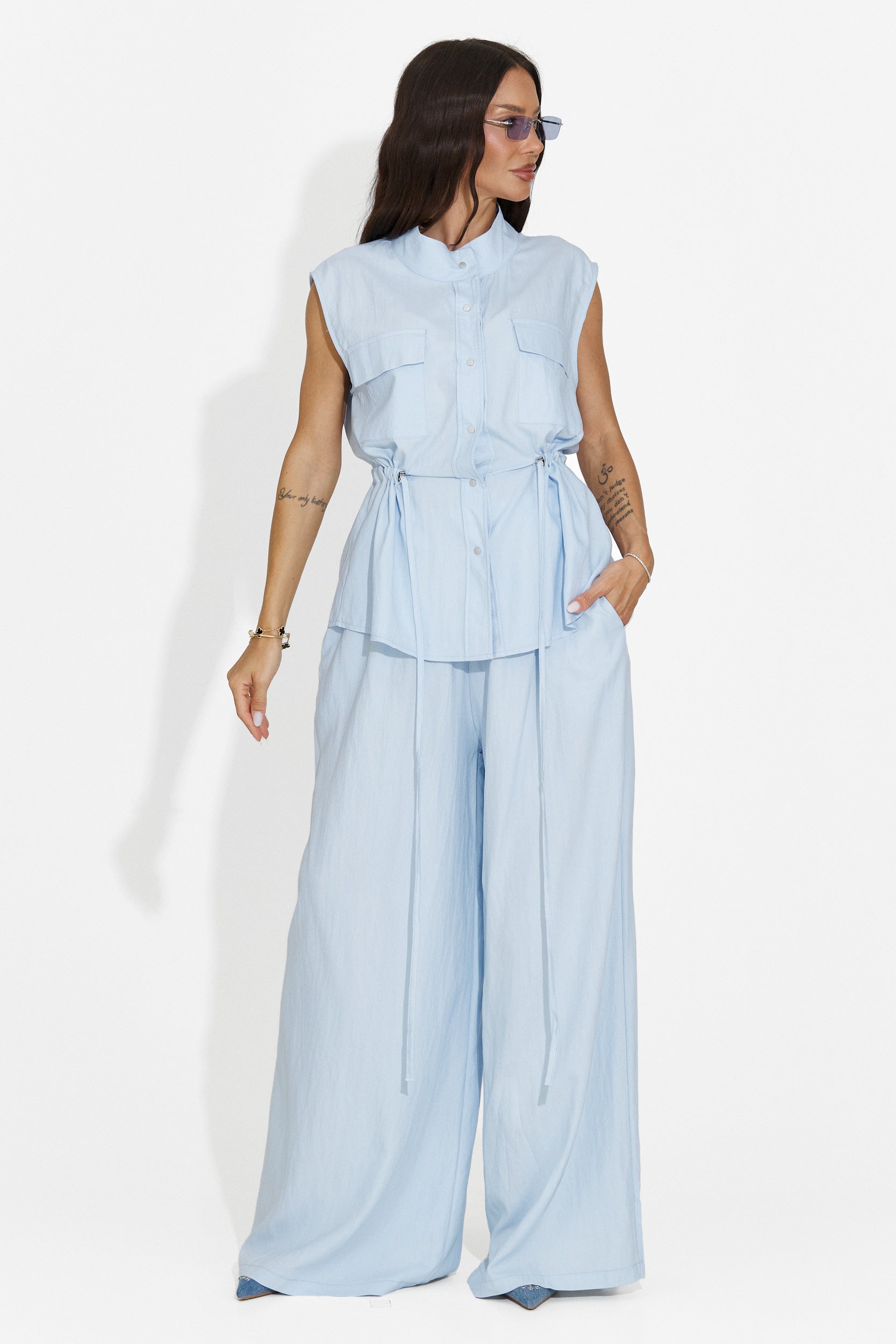 Compleu dama cu pantaloni bleu Yvaine Bogas