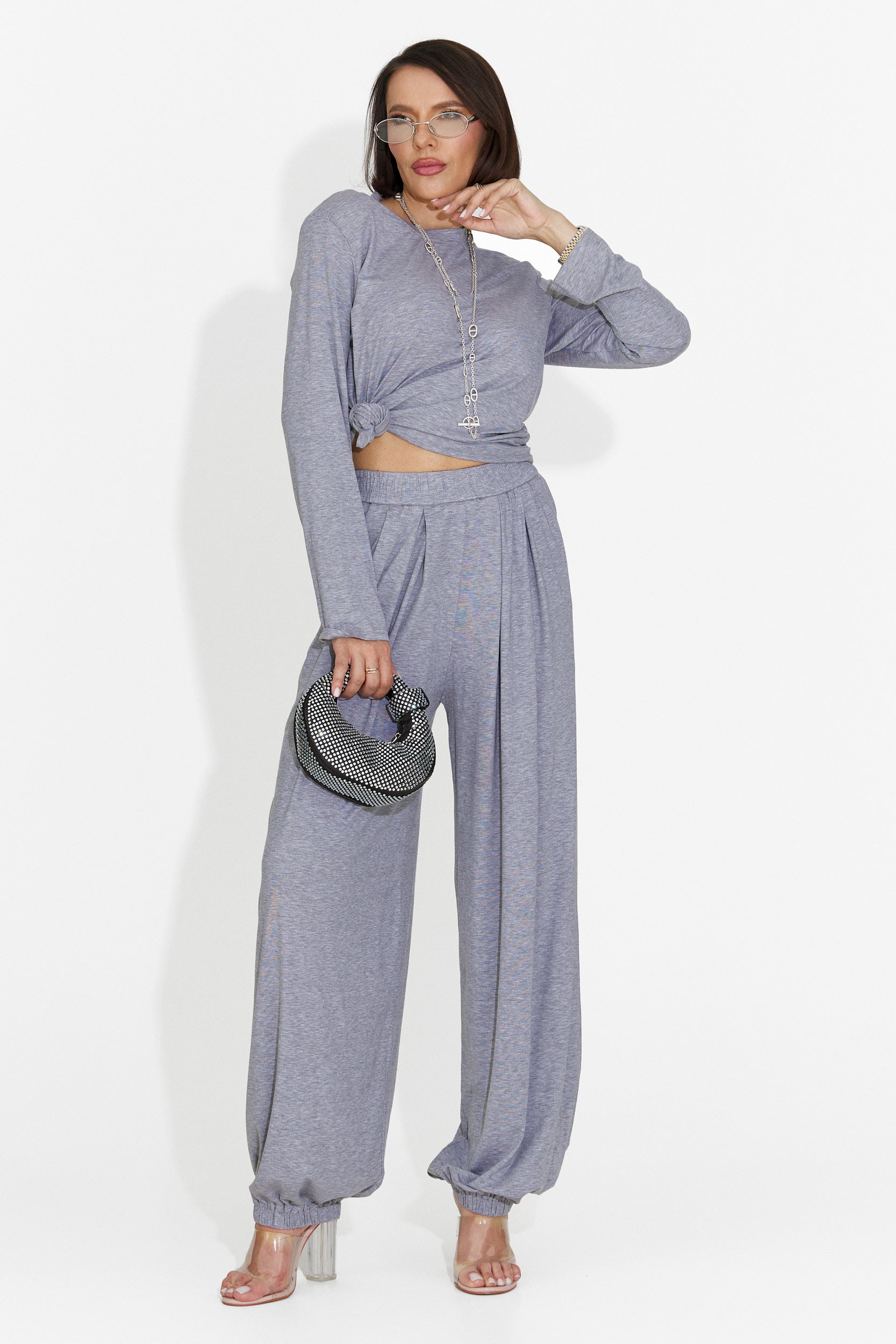 Compleu dama cu pantaloni gri Namay Bogas