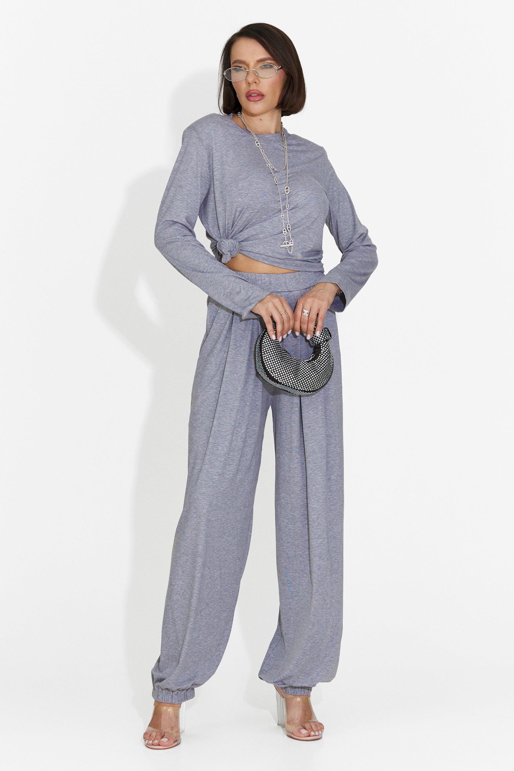 Compleu dama cu pantaloni gri Namay Bogas