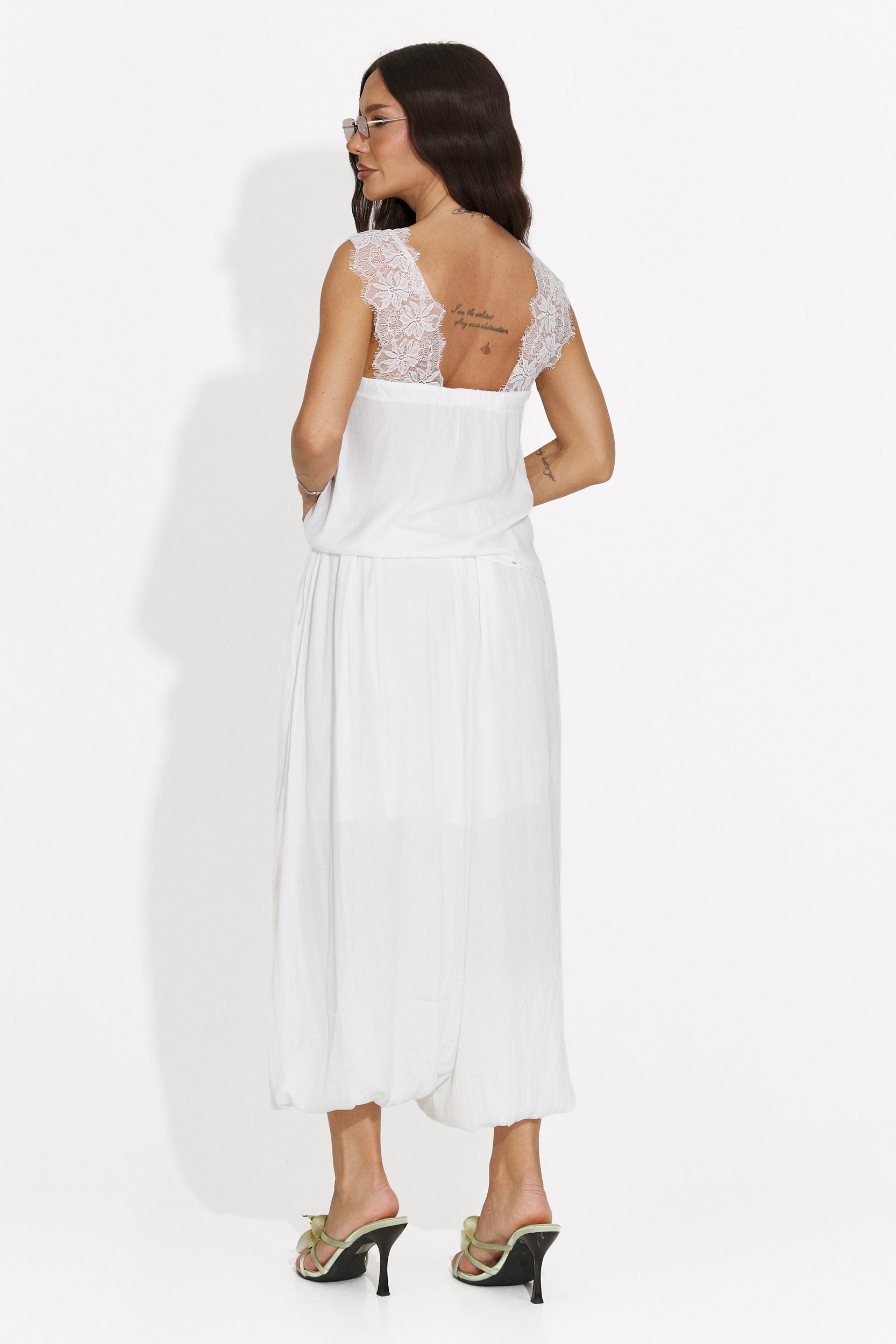 Compleu dama cu pantaloni lungi alb Anaelia Bogas