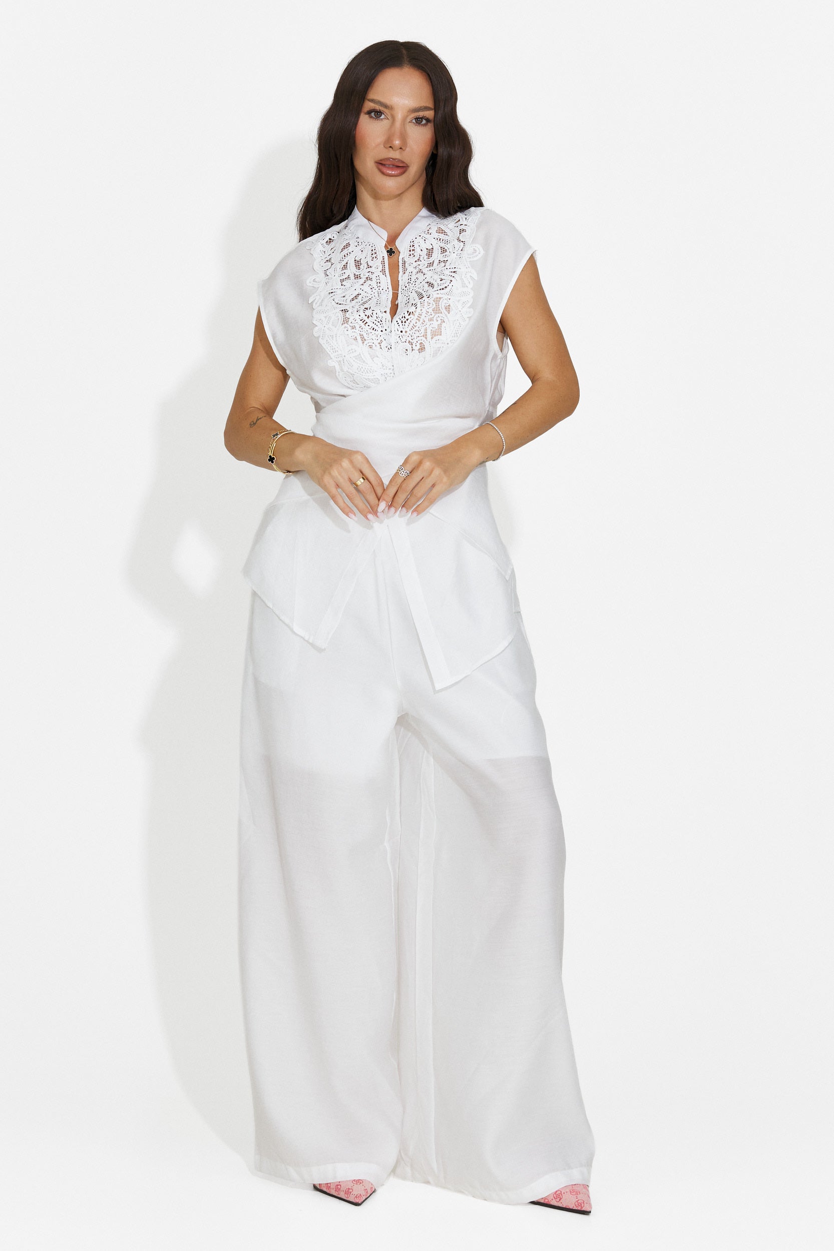 Compleu dama cu pantaloni lungi alb Searcing Bogas