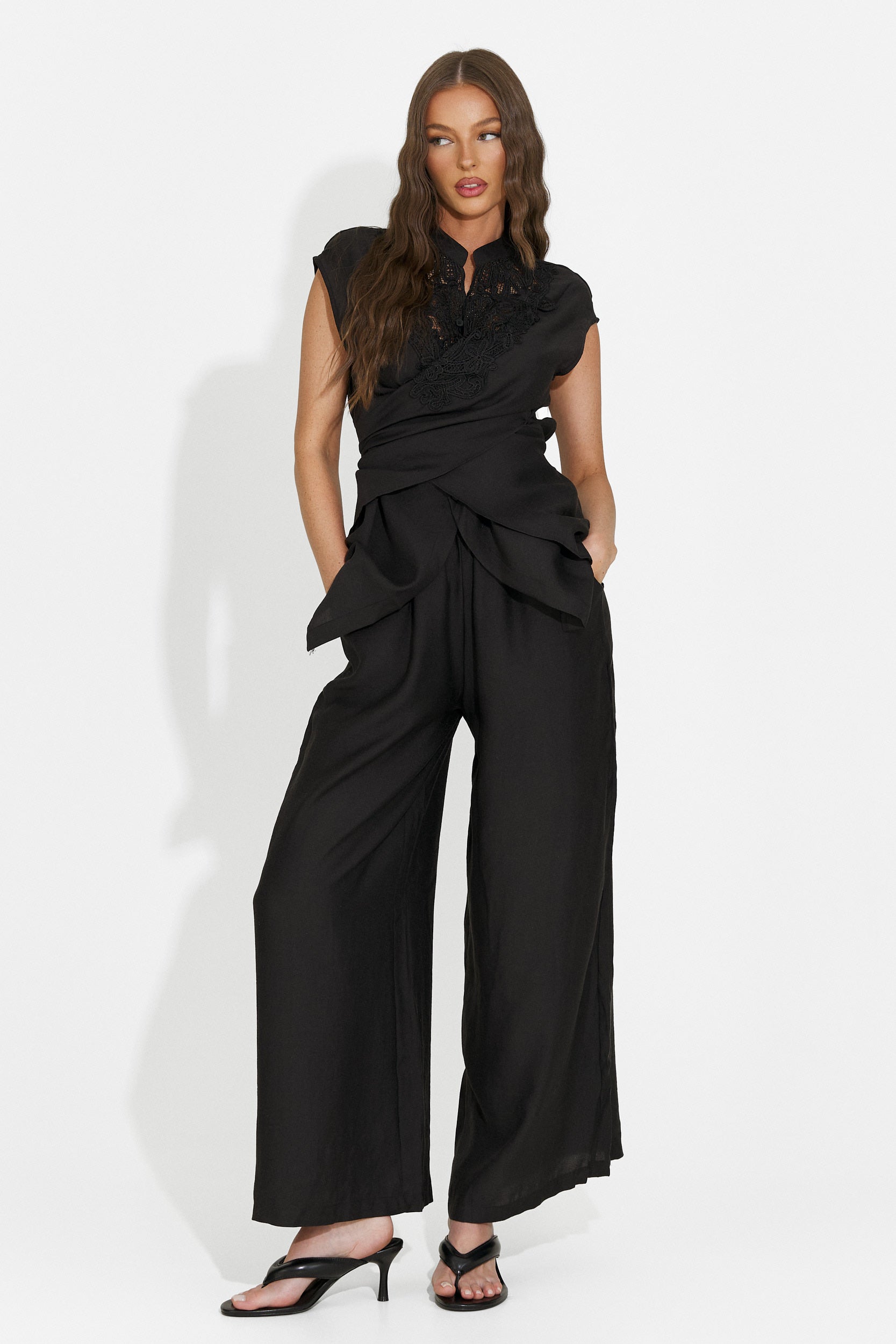 Compleu dama cu pantaloni lungi negru Searcing Bogas