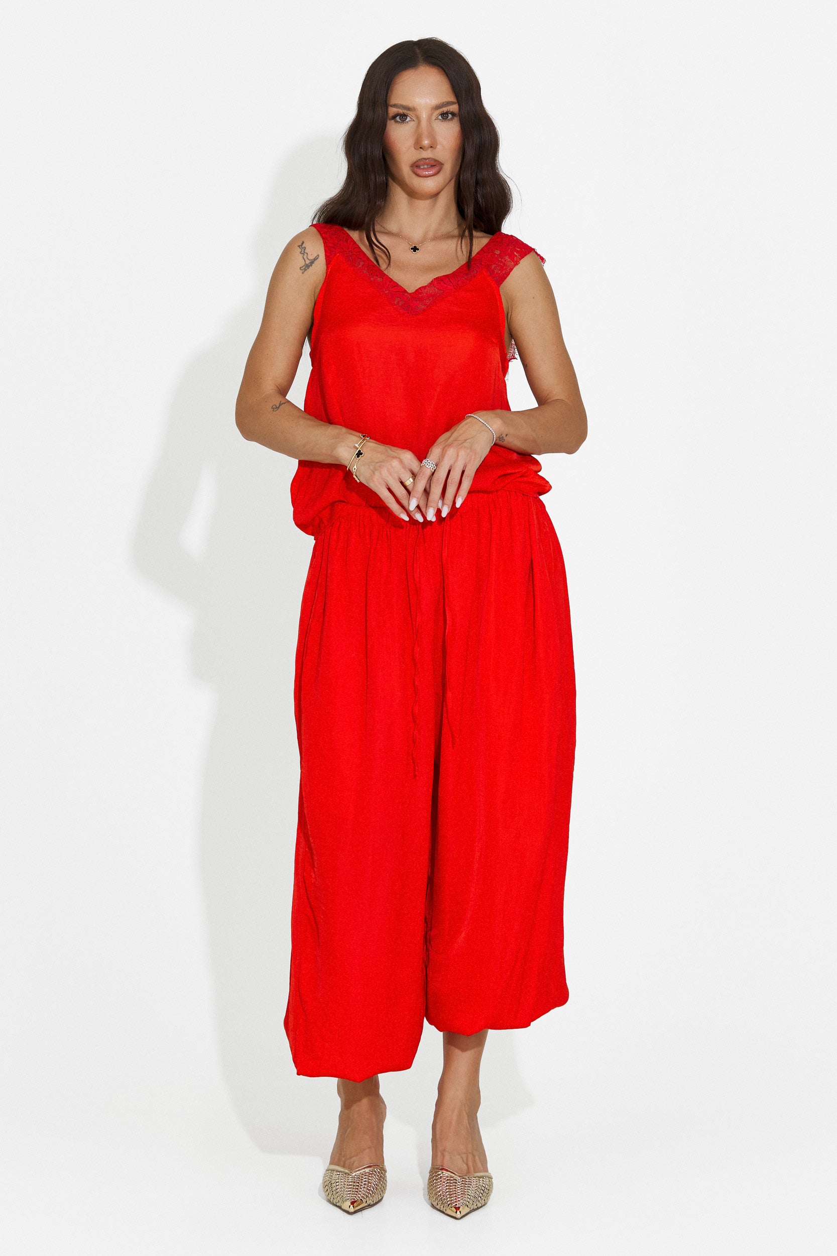Compleu dama cu pantaloni lungi rosu Anaelia Bogas