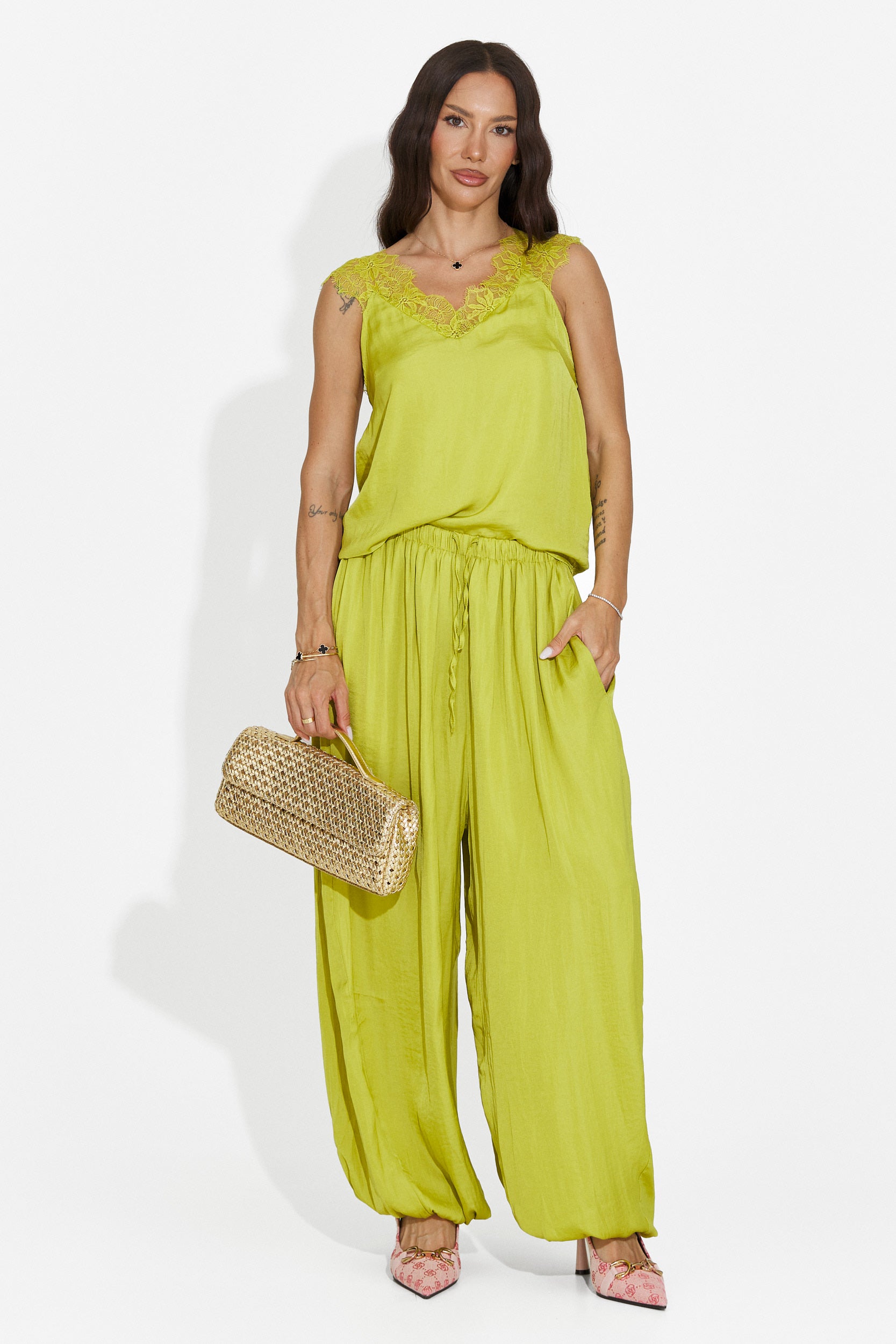 Compleu dama cu pantaloni lungi verde Anaelia Bogas