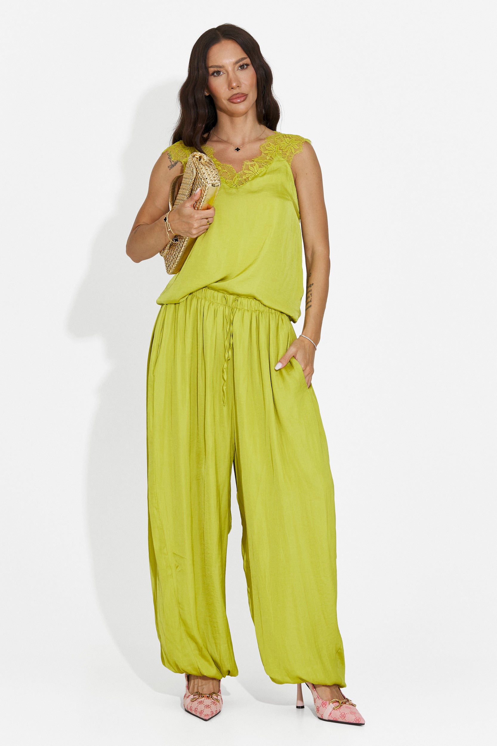 Compleu dama cu pantaloni lungi verde Anaelia Bogas