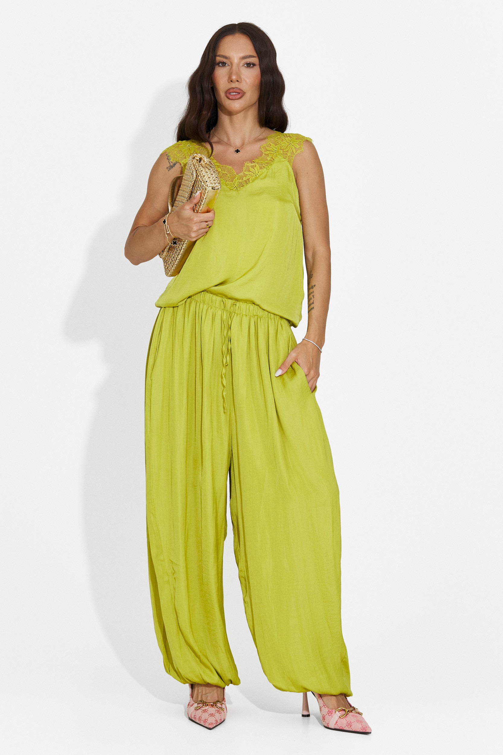 Compleu dama cu pantaloni lungi verde Anaelia Bogas