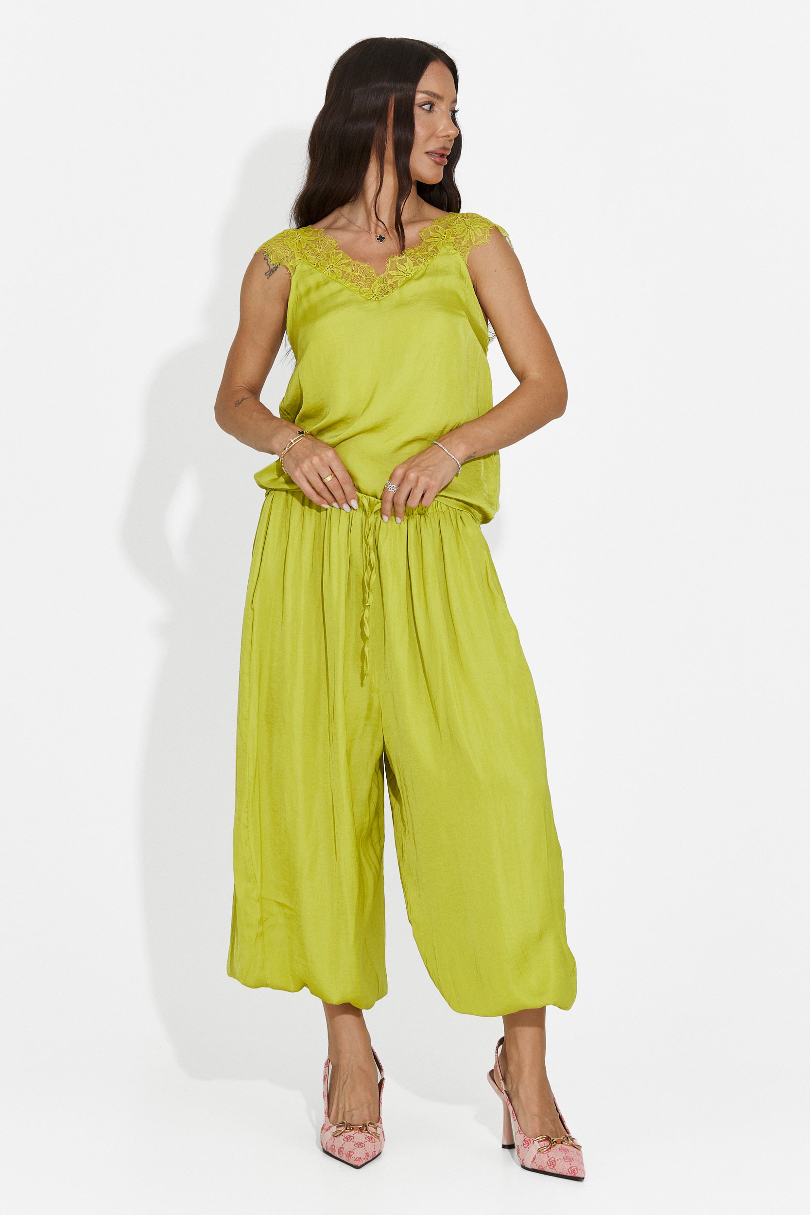 Compleu dama cu pantaloni lungi verde Anaelia Bogas