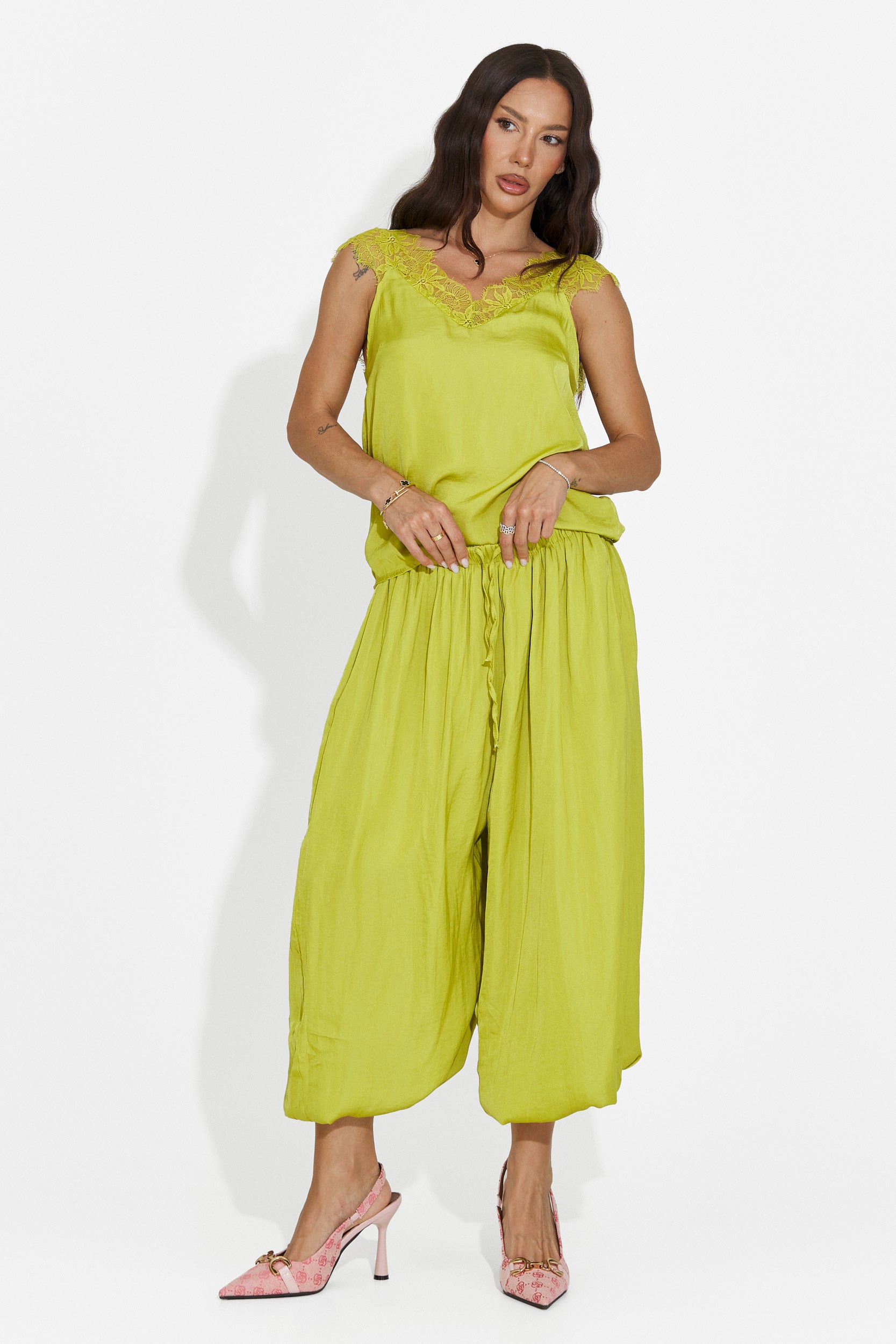Compleu dama cu pantaloni lungi verde Anaelia Bogas