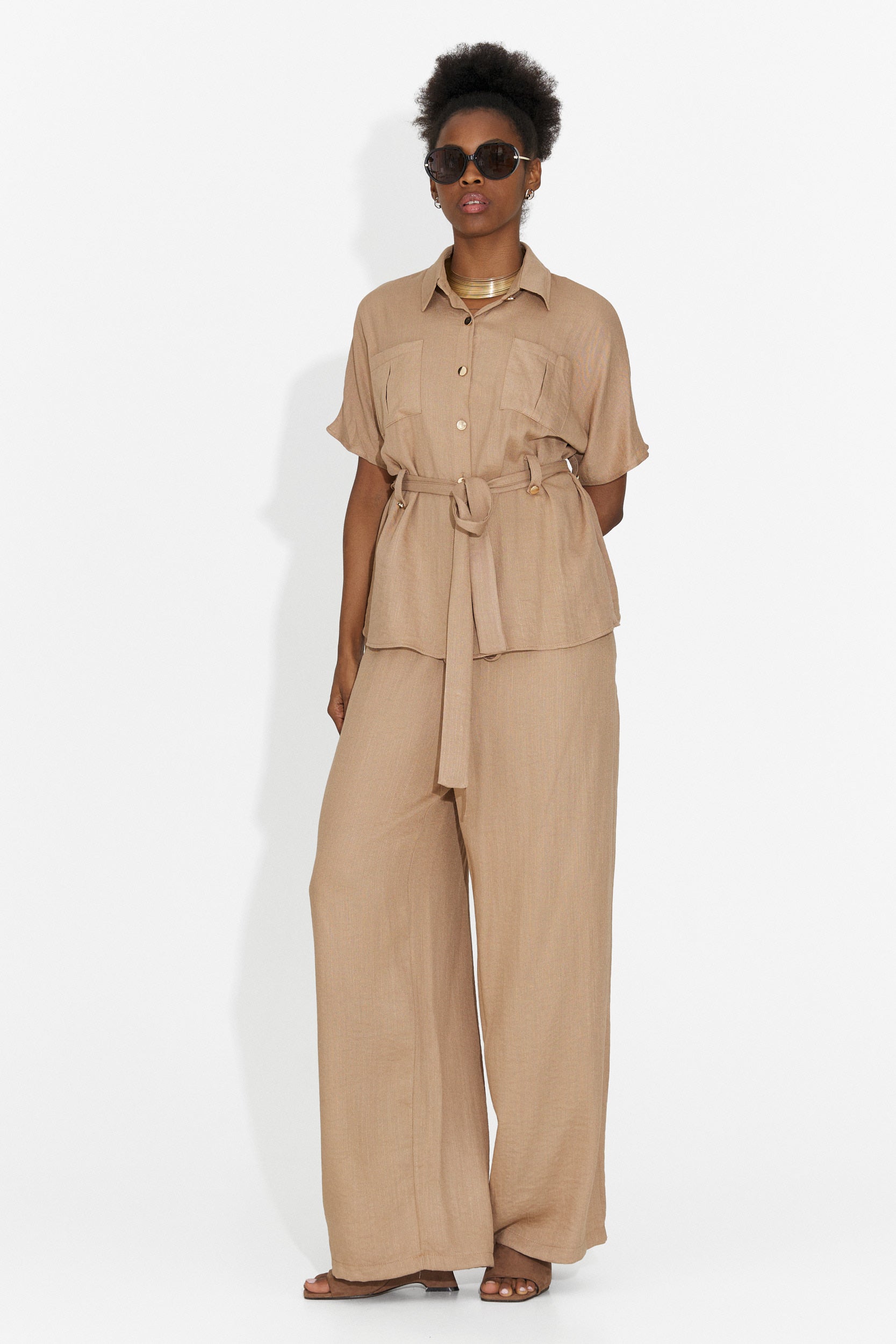 Compleu dama cu pantaloni maro Sendy Bogas
