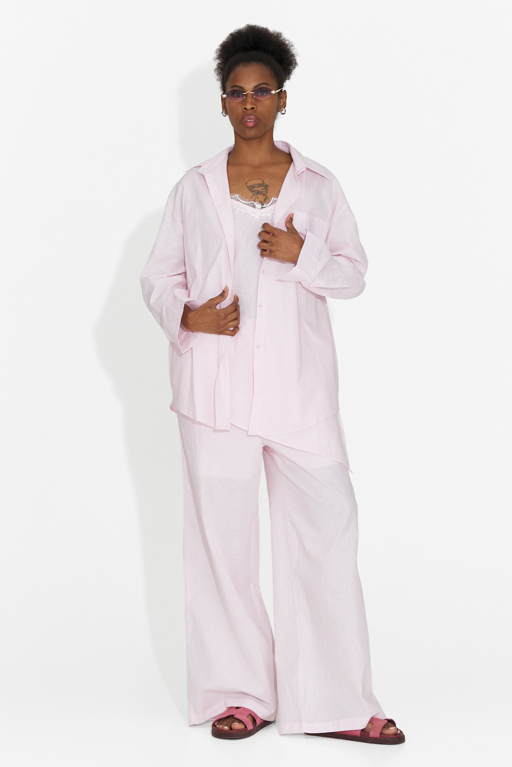 Compleu dama cu pantaloni roz Alicata Bogas