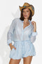 Compleu dama cu pantaloni scurti bleu Axelia Bogas