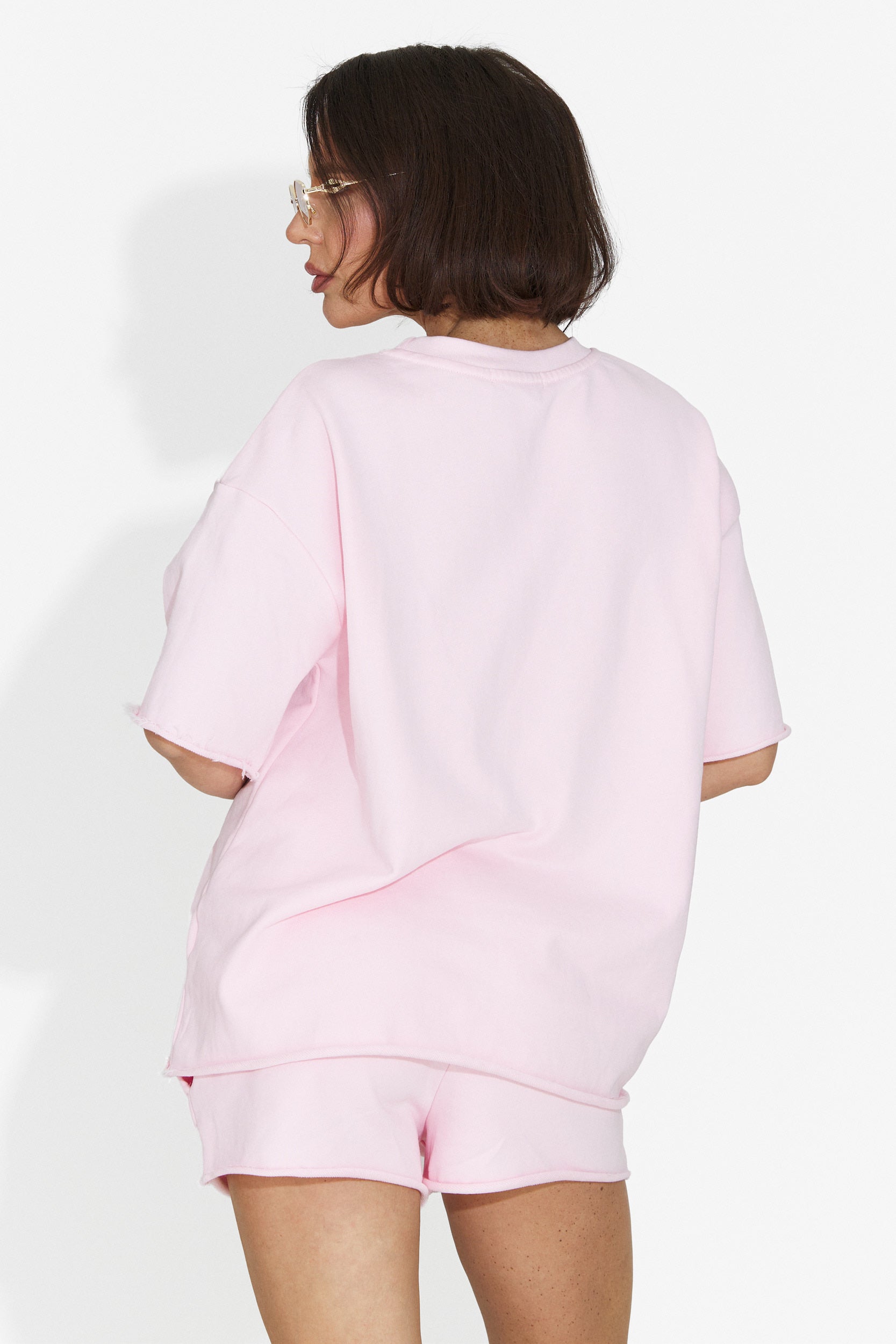 Compleu dama cu pantaloni scurti roz Casiana Bogas
