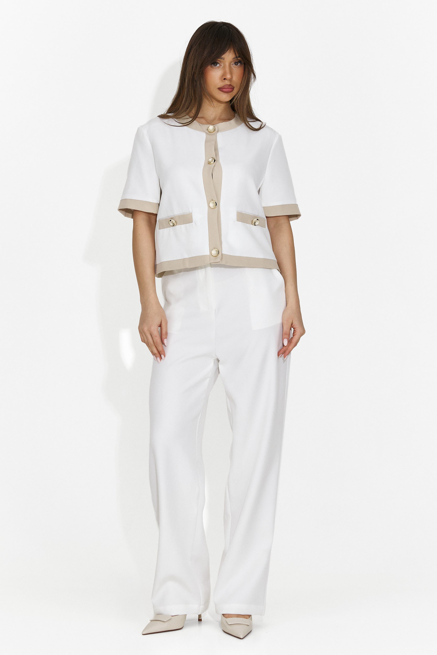 Compleu dama elegant alb Alecsia Bogas