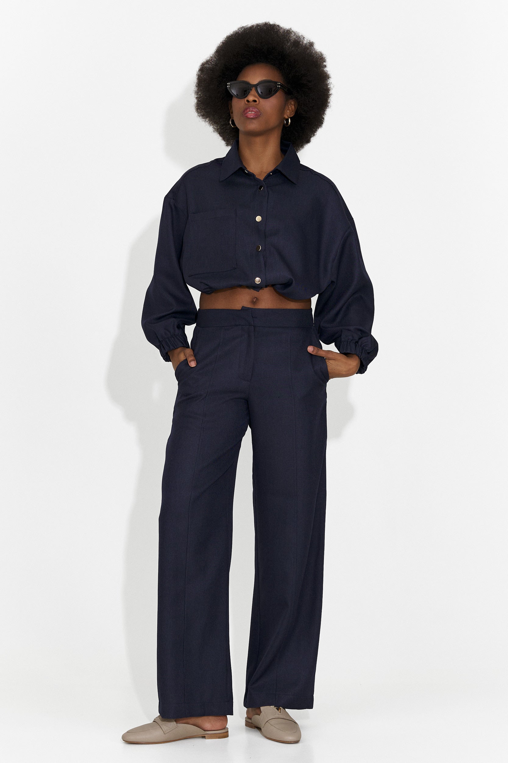 Compleu dama elegant bleumarin Densia Bogas