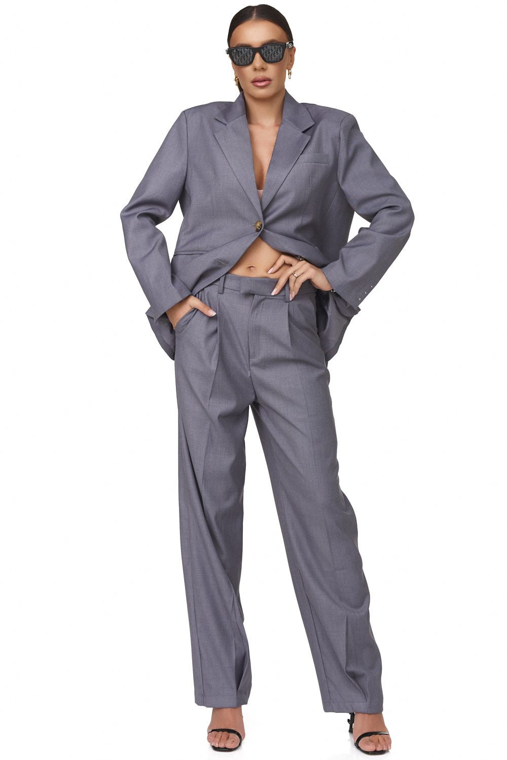 Compleu dama elegant gri Zalesia Bogas