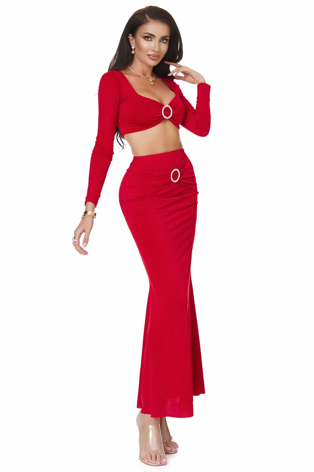 Compleu dama elegant rosu Cesisa Bogas