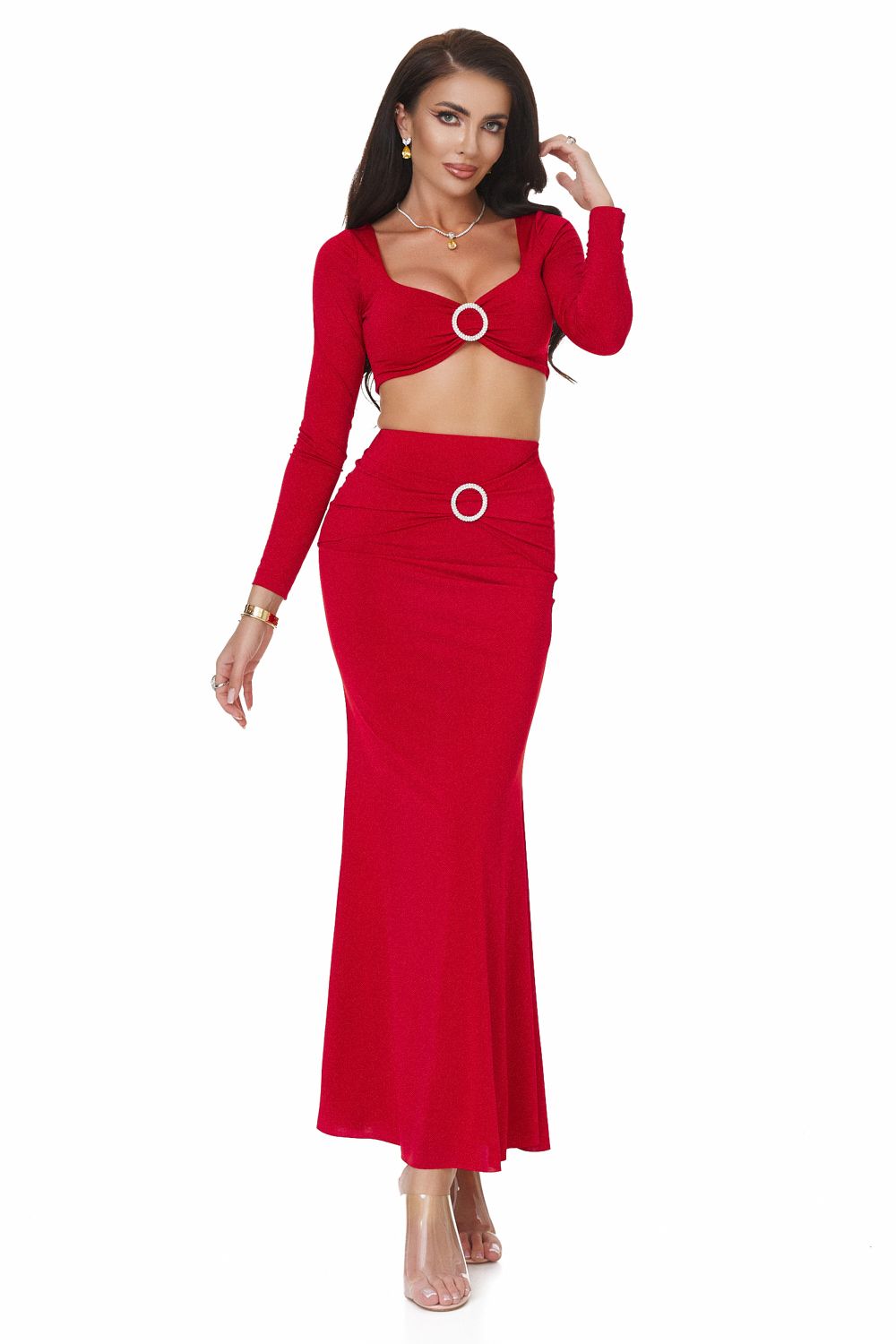 Compleu dama elegant rosu Cesisa Bogas