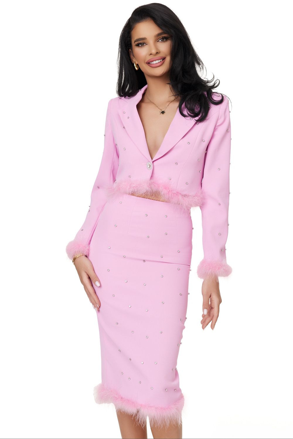 Compleu dama elegant roz Tosya Bogas