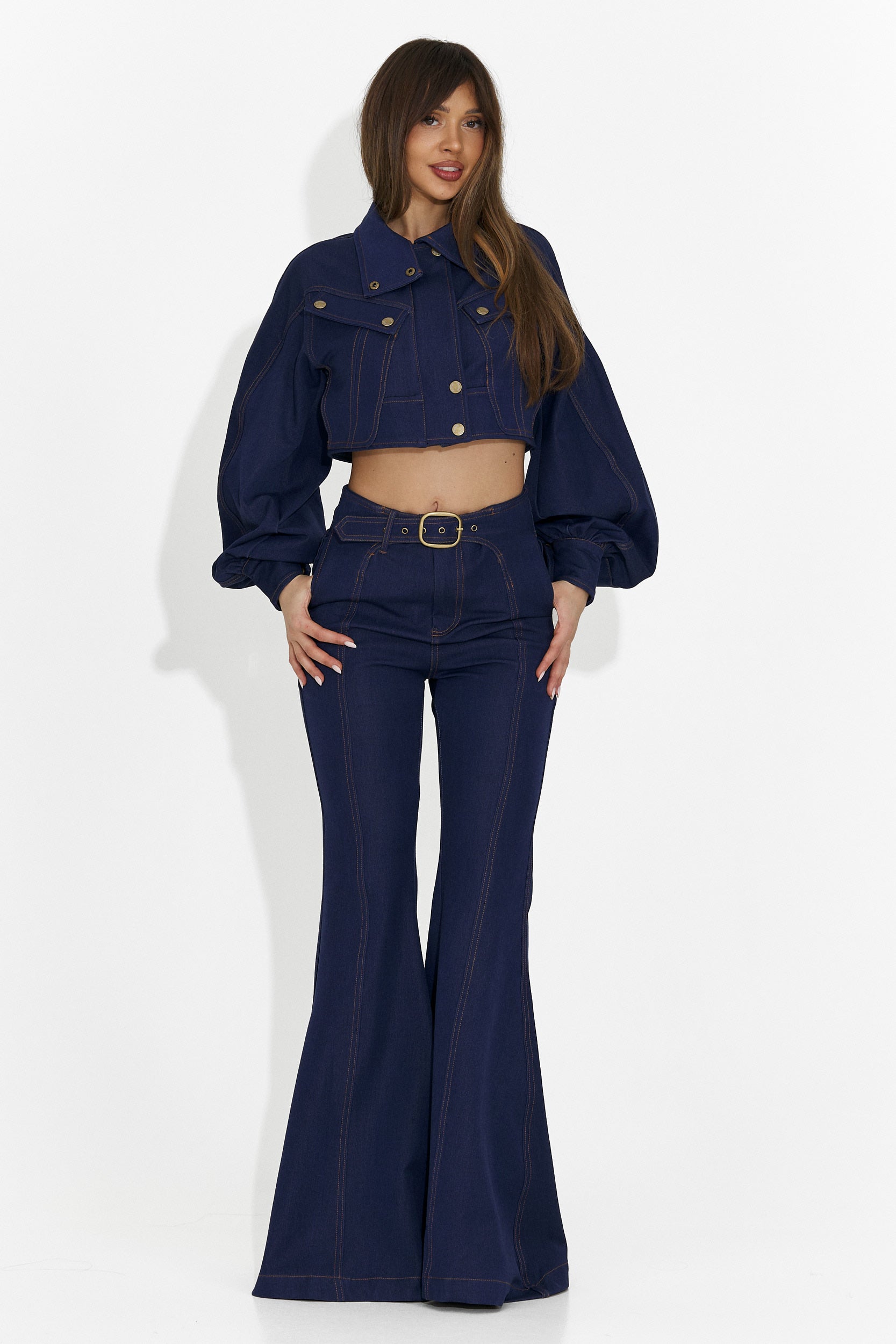 Compleu dama pantaloni + jacheta albastru Kimala Bogas