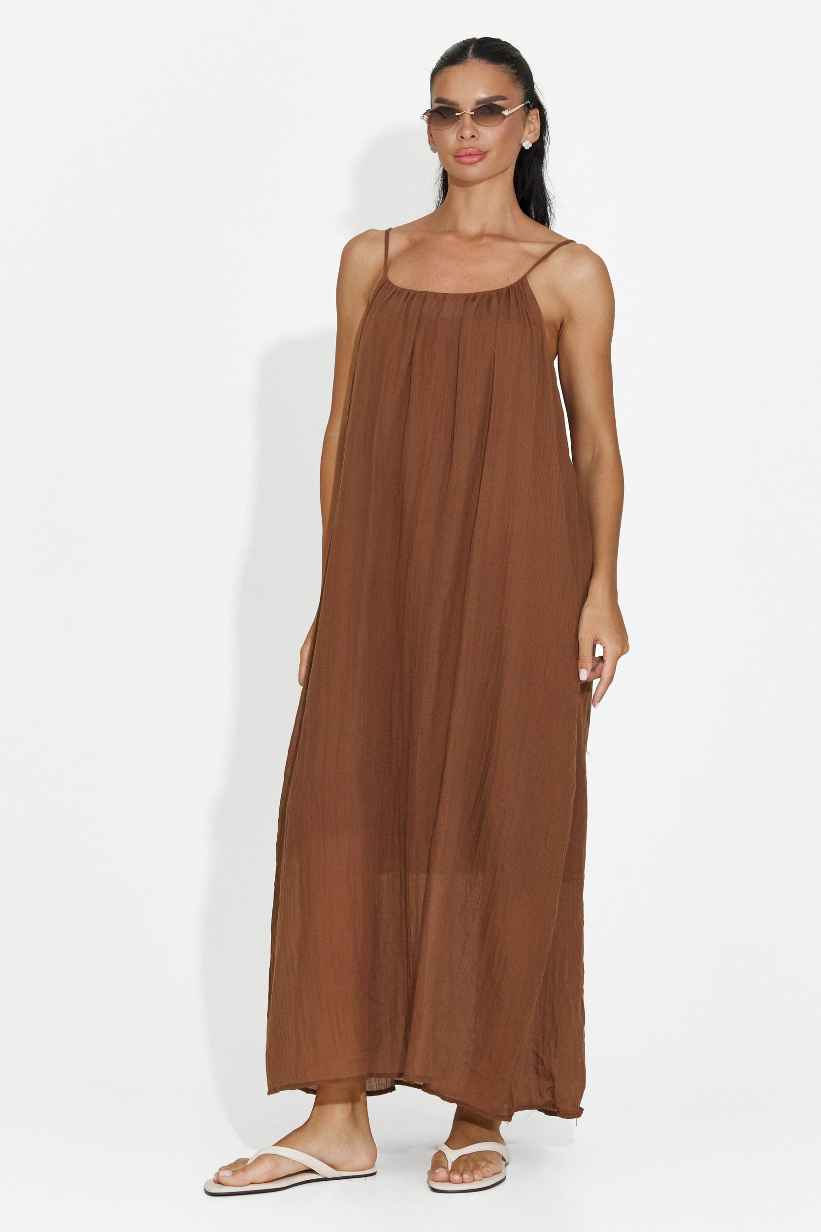 Compleu dama rochie + camasa maro Aishia Bogas