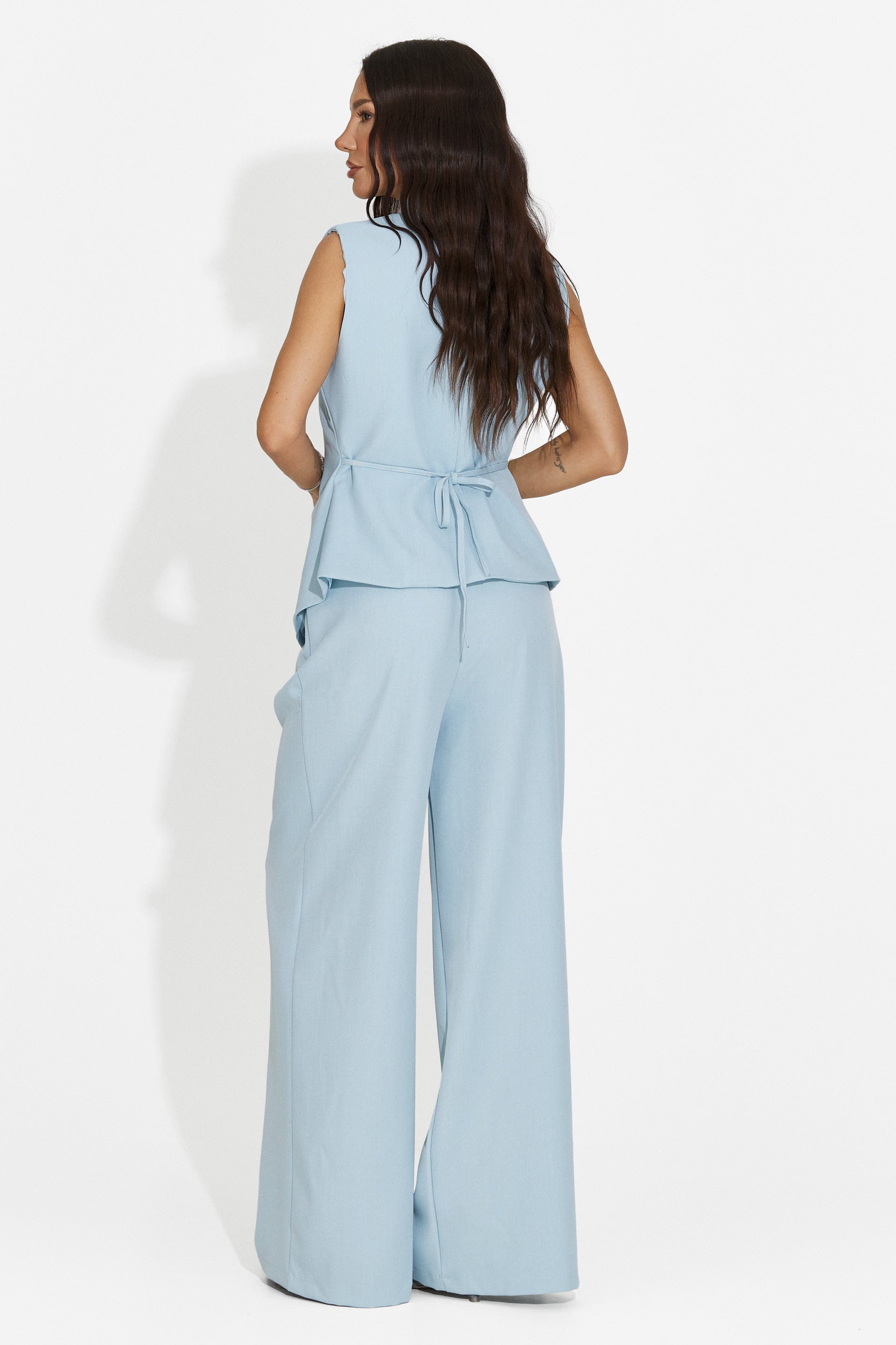 Compleu dama vesta + pantaloni bleu Chelora Bogas