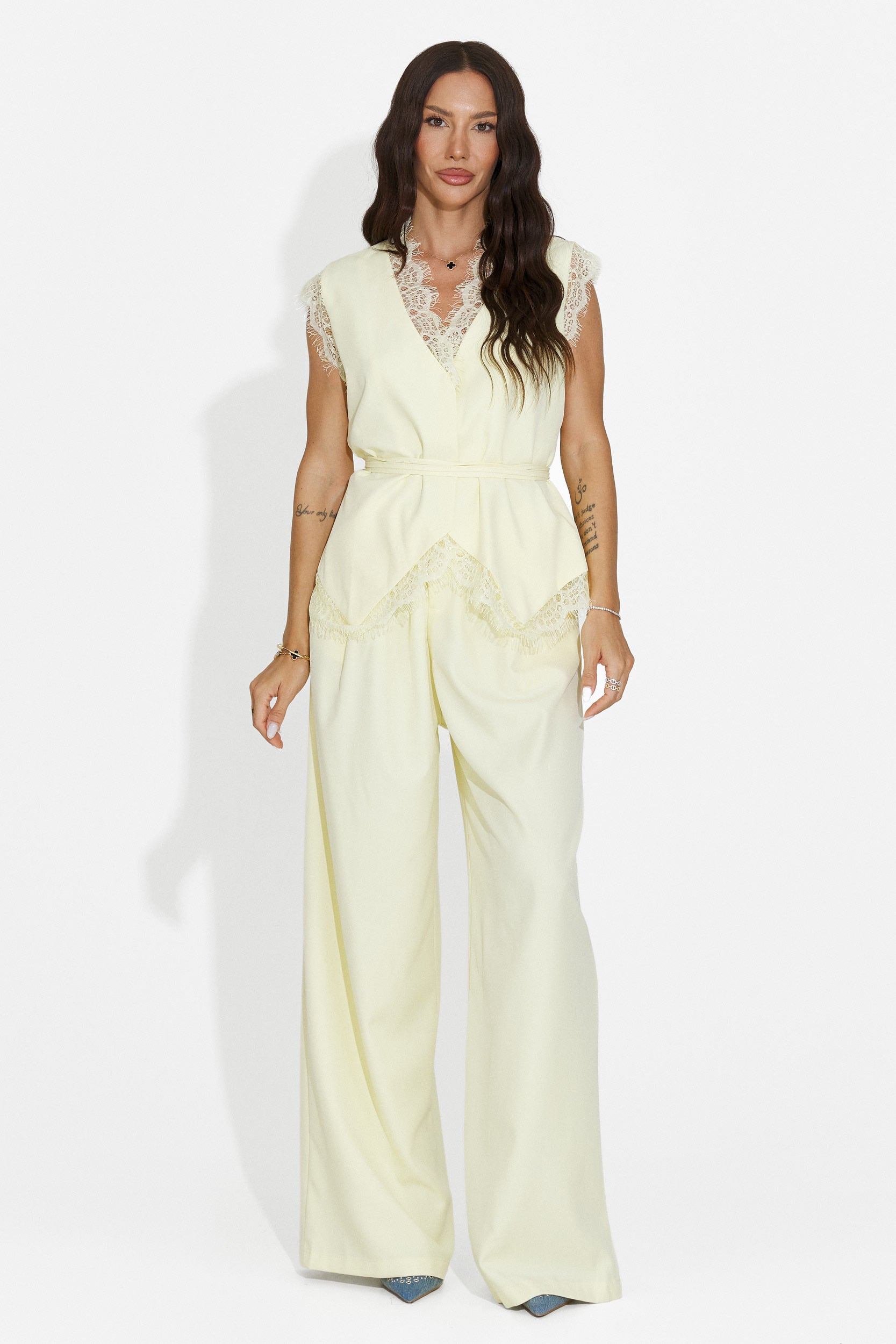 Compleu dama vesta + pantaloni galben Felania Bogas