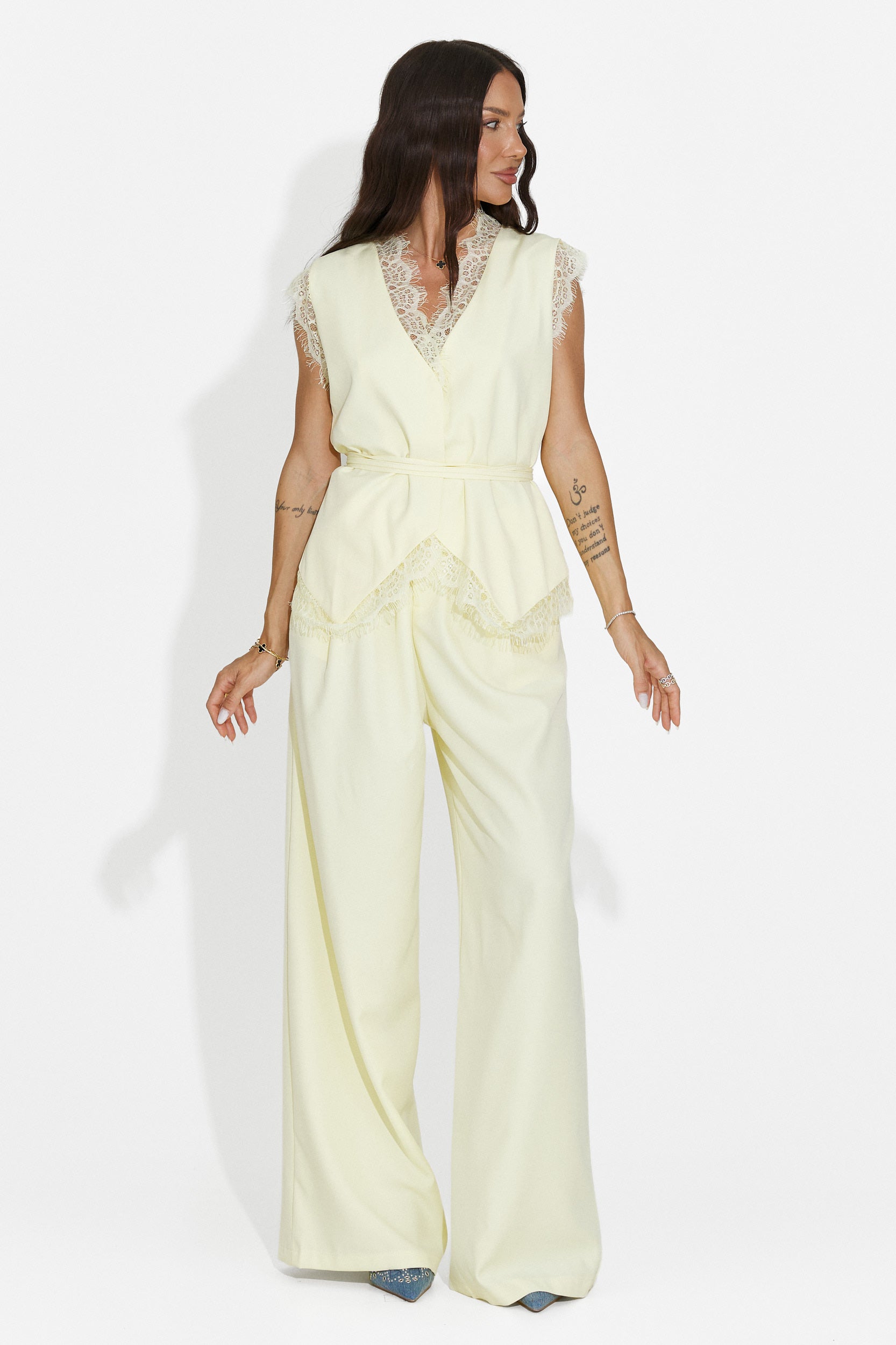 Compleu dama vesta + pantaloni galben Felania Bogas