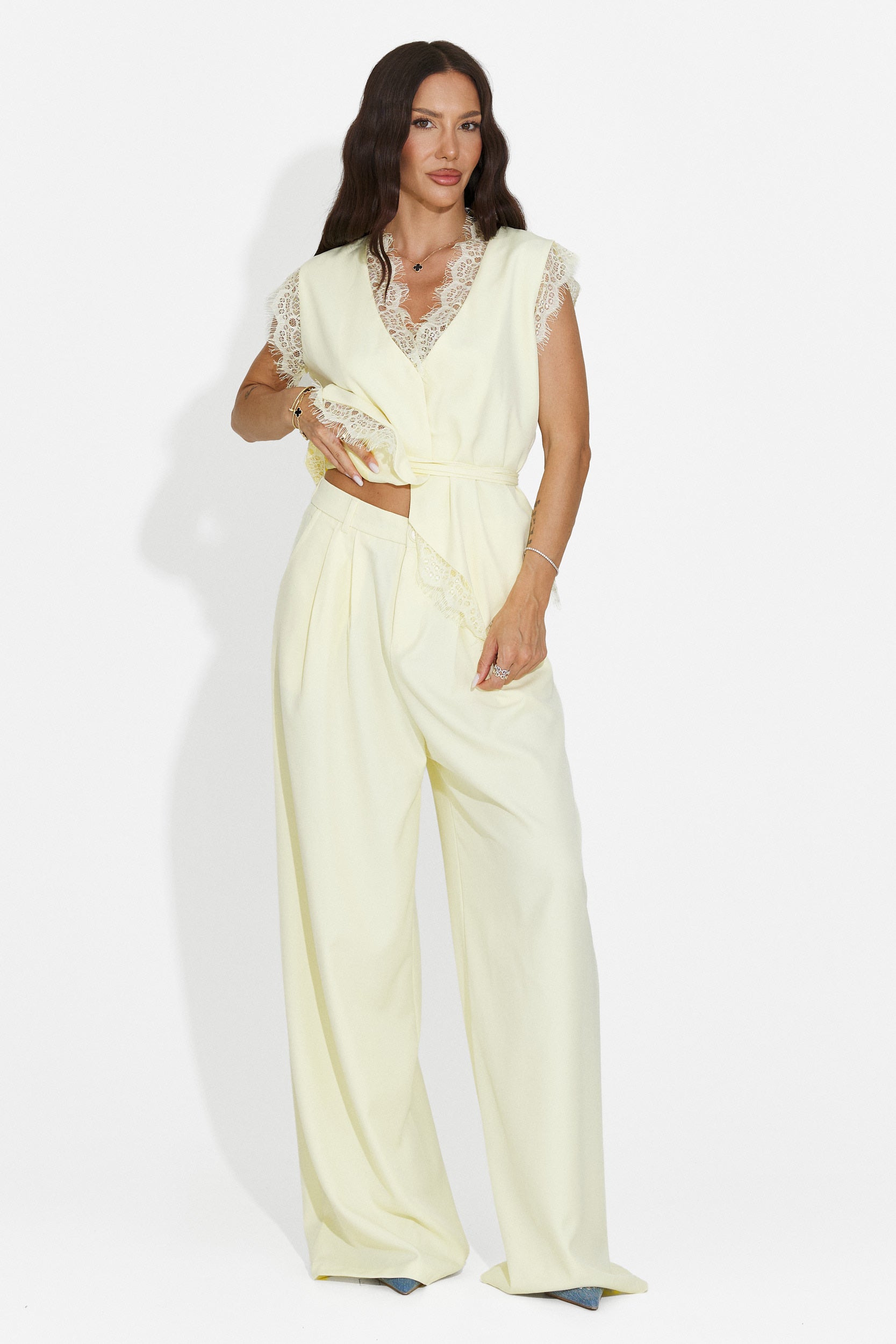 Compleu dama vesta + pantaloni galben Felania Bogas