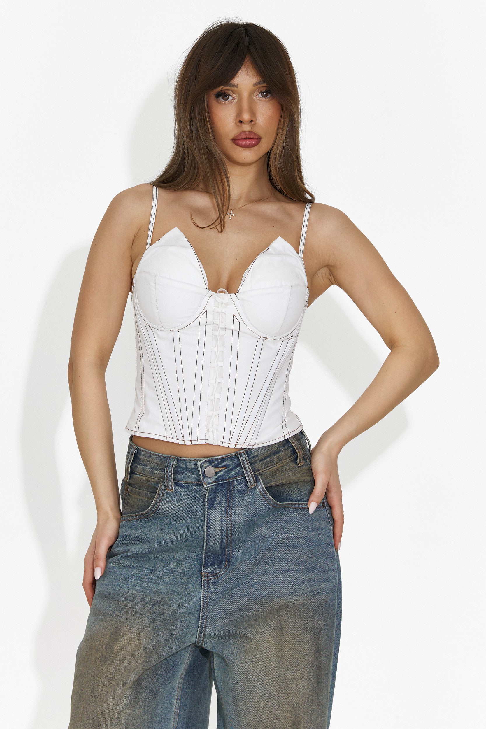 Corset dama elegant alb Karisa Bogas