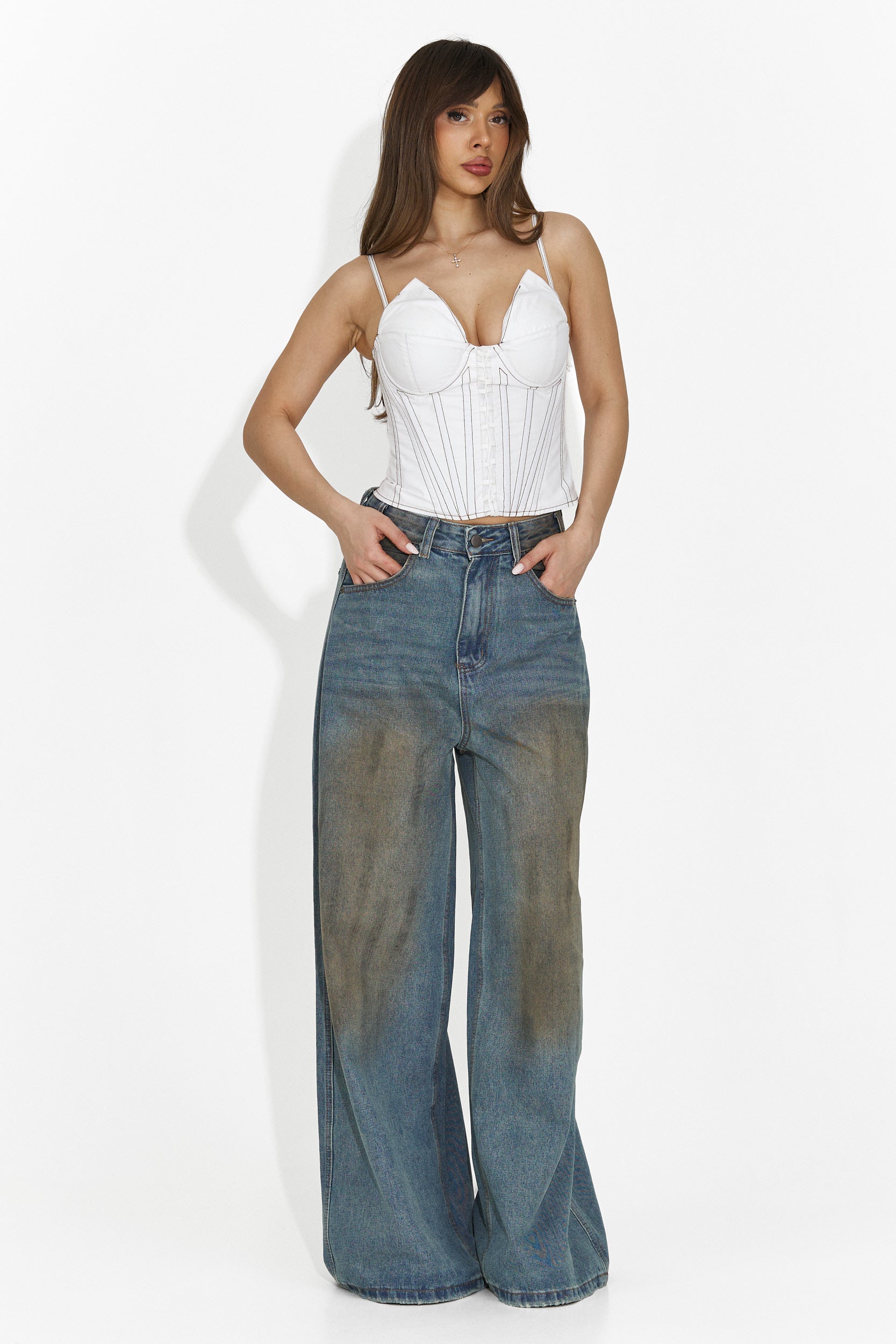 Corset dama elegant alb Karisa Bogas