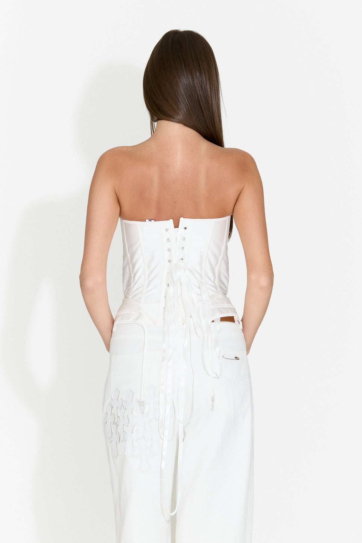 Corset dama elegant alb Storas Bogas