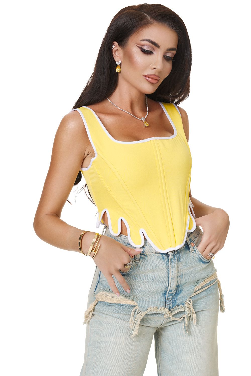 Corset dama elegant galben Lesyca Bogas