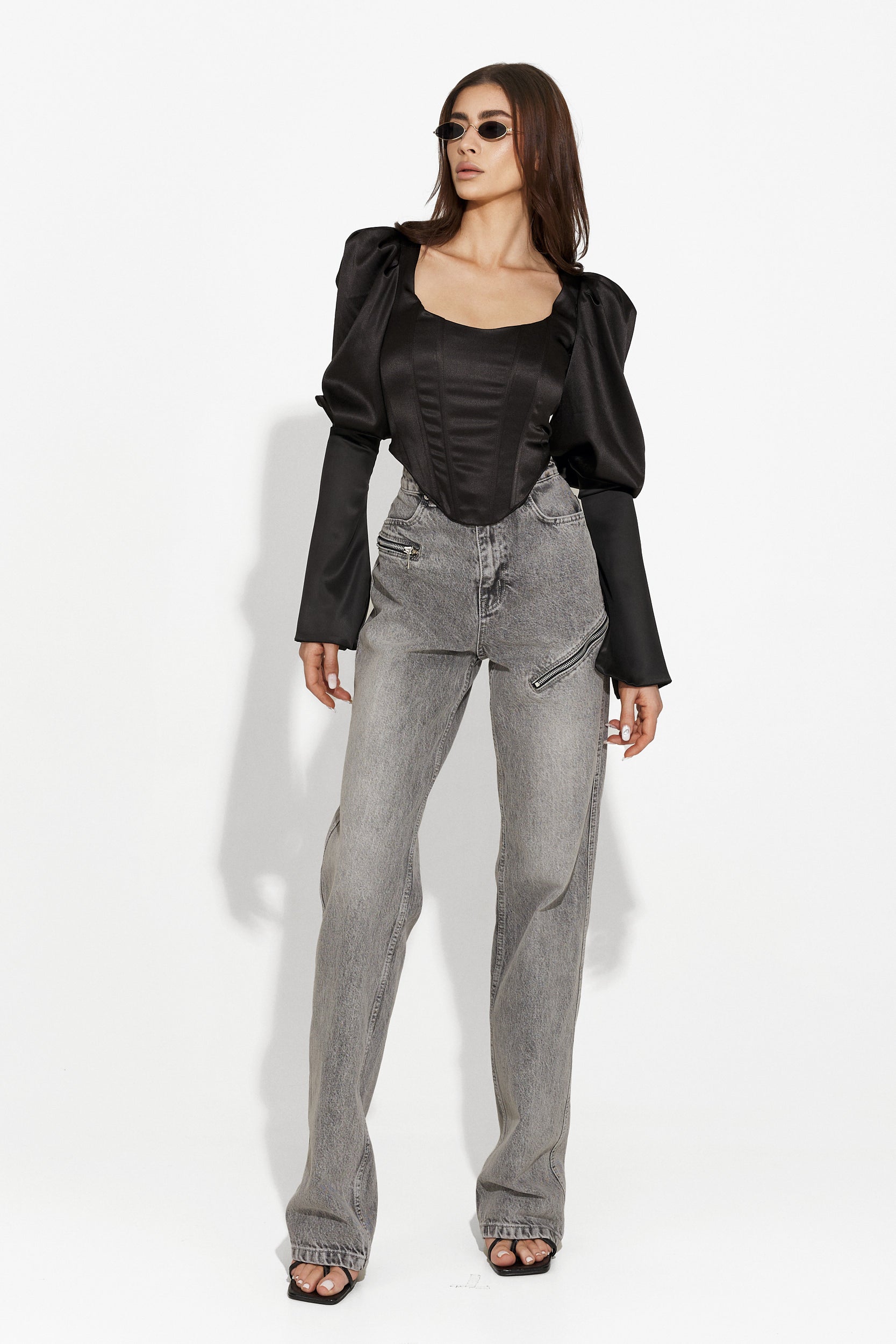Ladies black taffeta corset Sabrina Bogas