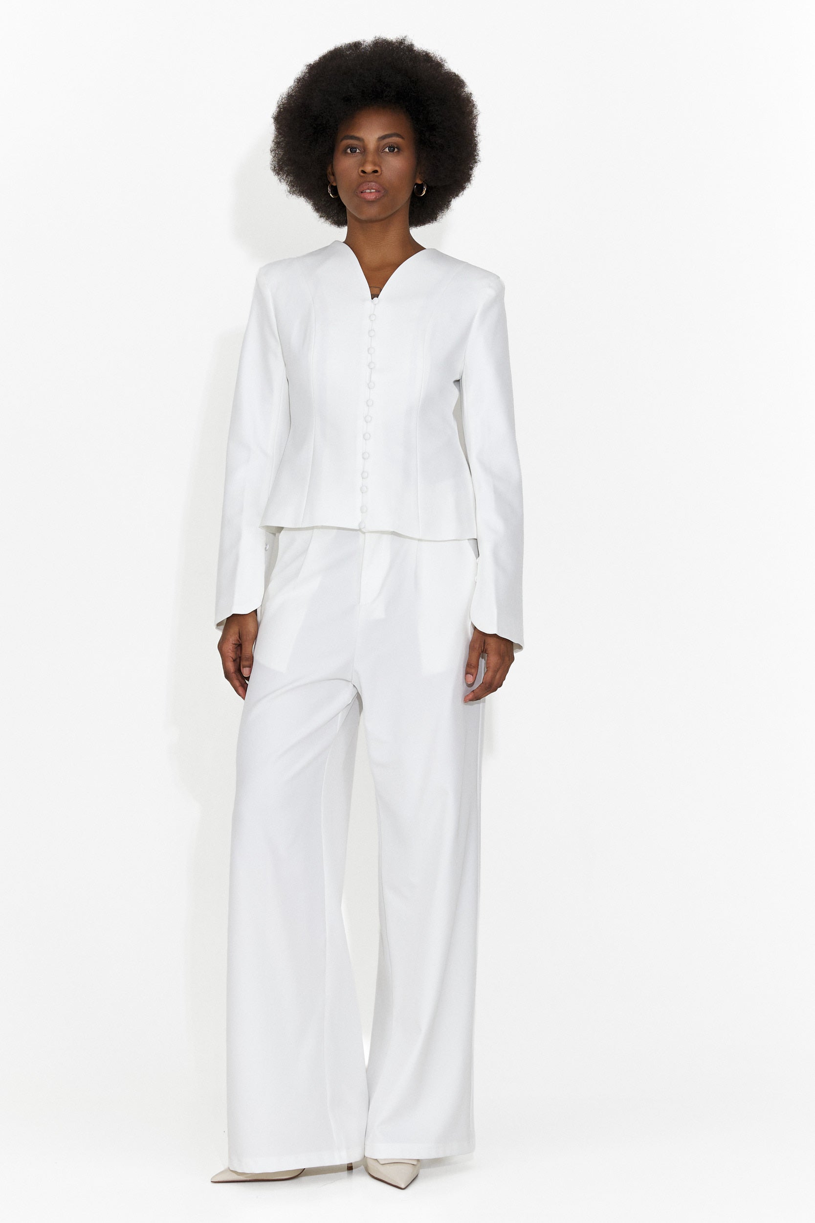 Costum cu pantaloni elegant alb Jayne Bogas