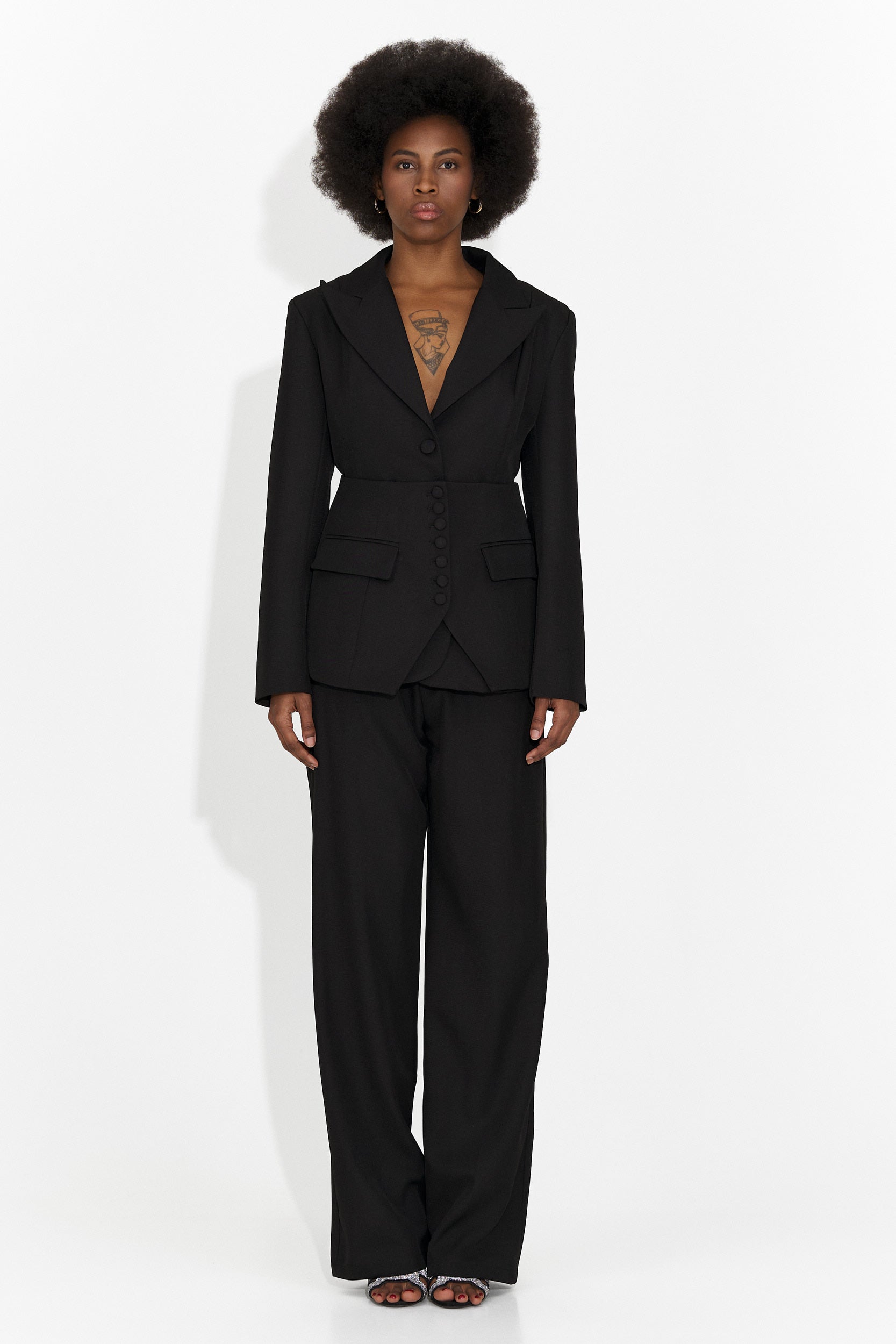 Costum dama 3 piese sacou + corset + pantaloni negru Glimena Bo