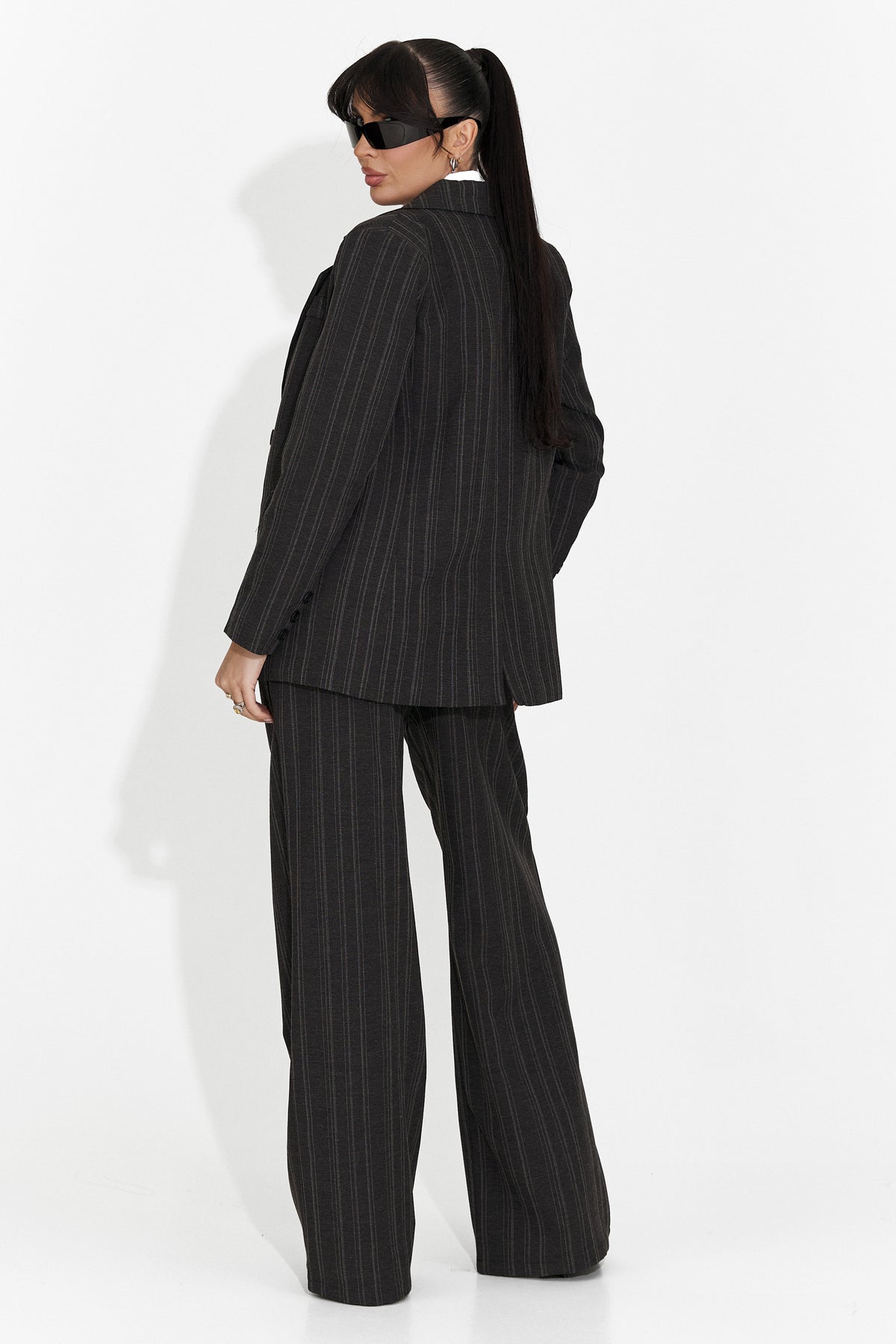 Costum dama 3 piese sacou + pantaloni + cravata negru Anhelica, imaginea 7 din 7