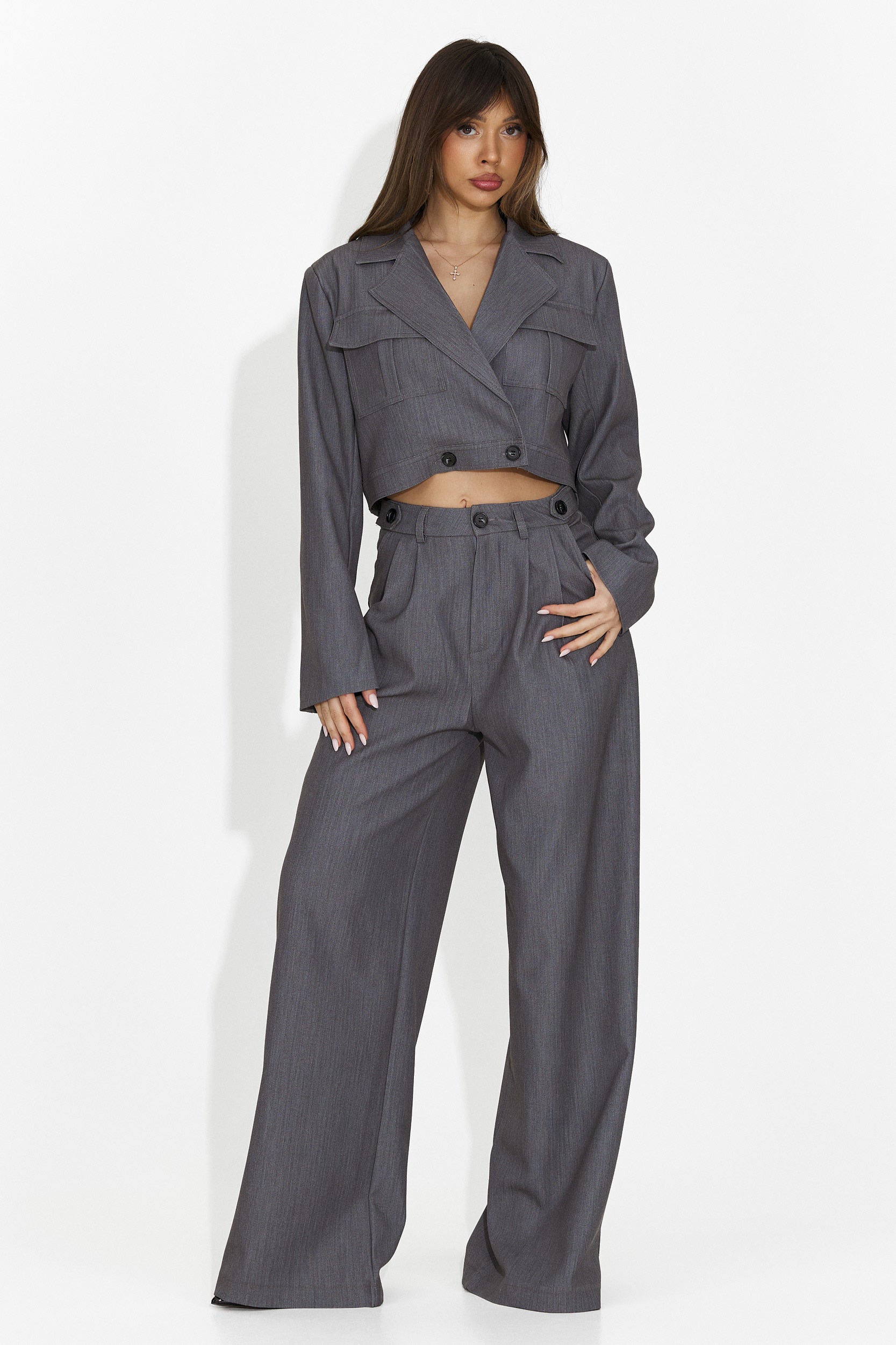 Costum dama elegant gri Adnana Bogas