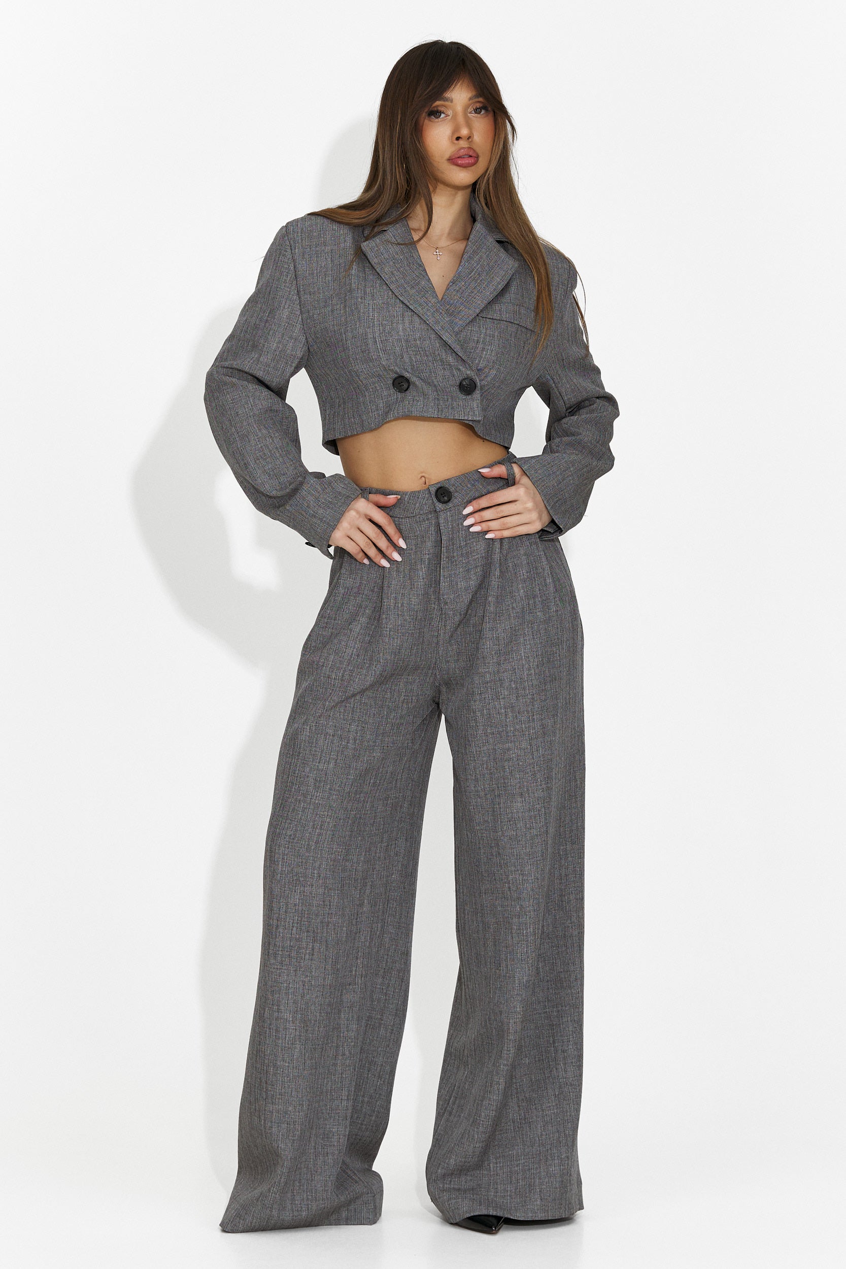 Costum dama elegant gri Danetia Bogas