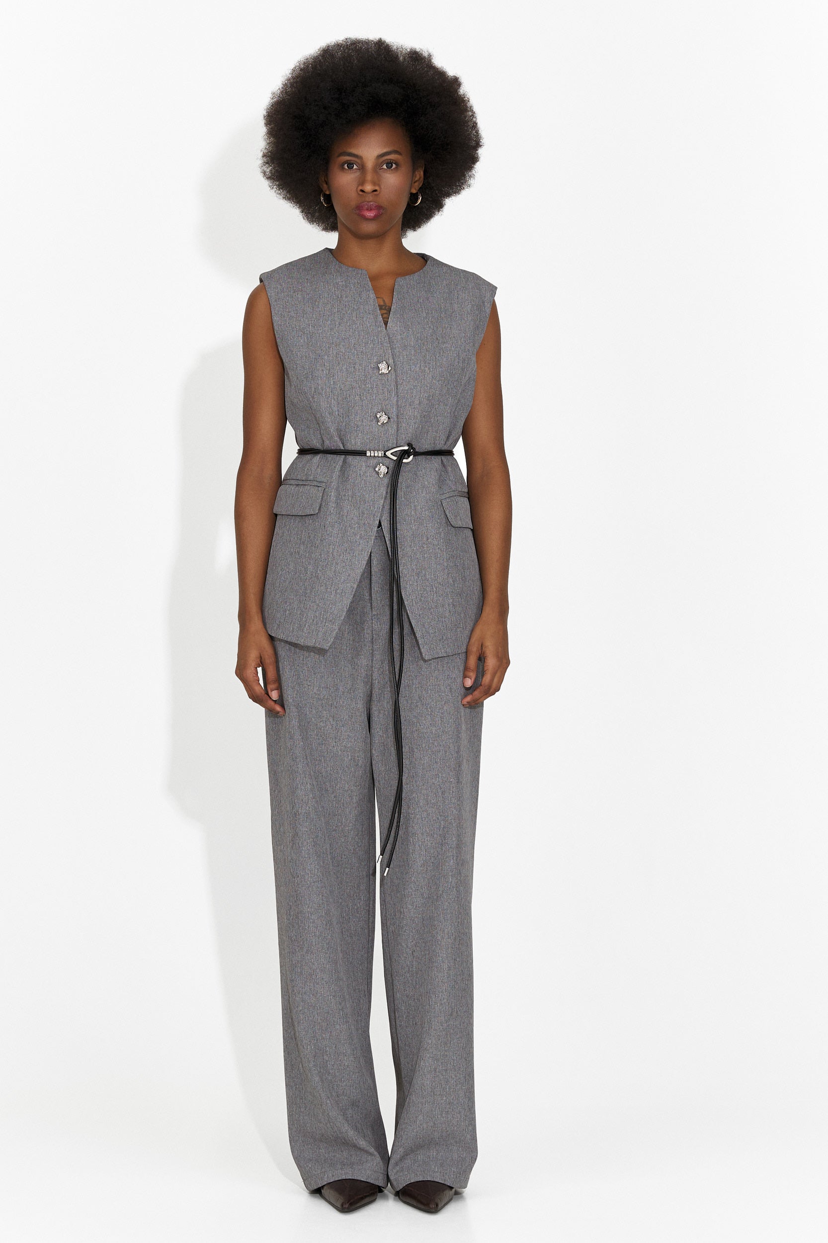 Costum dama vesta + pantaloni gri Avilma Bogas