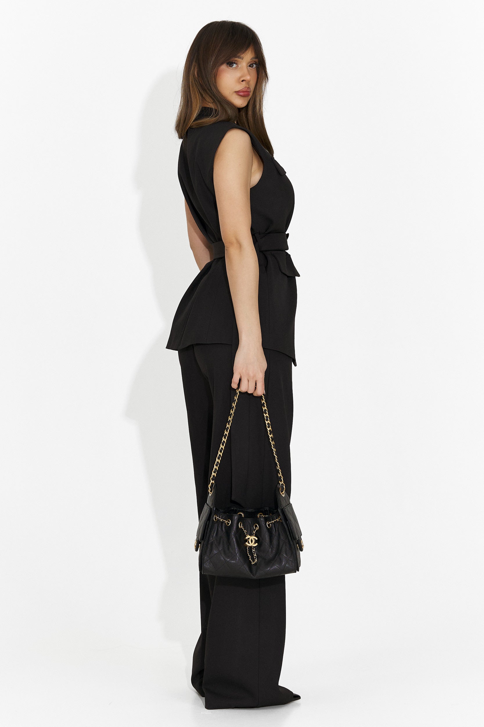 Costum dama vesta + pantaloni negru Lafora Bogas