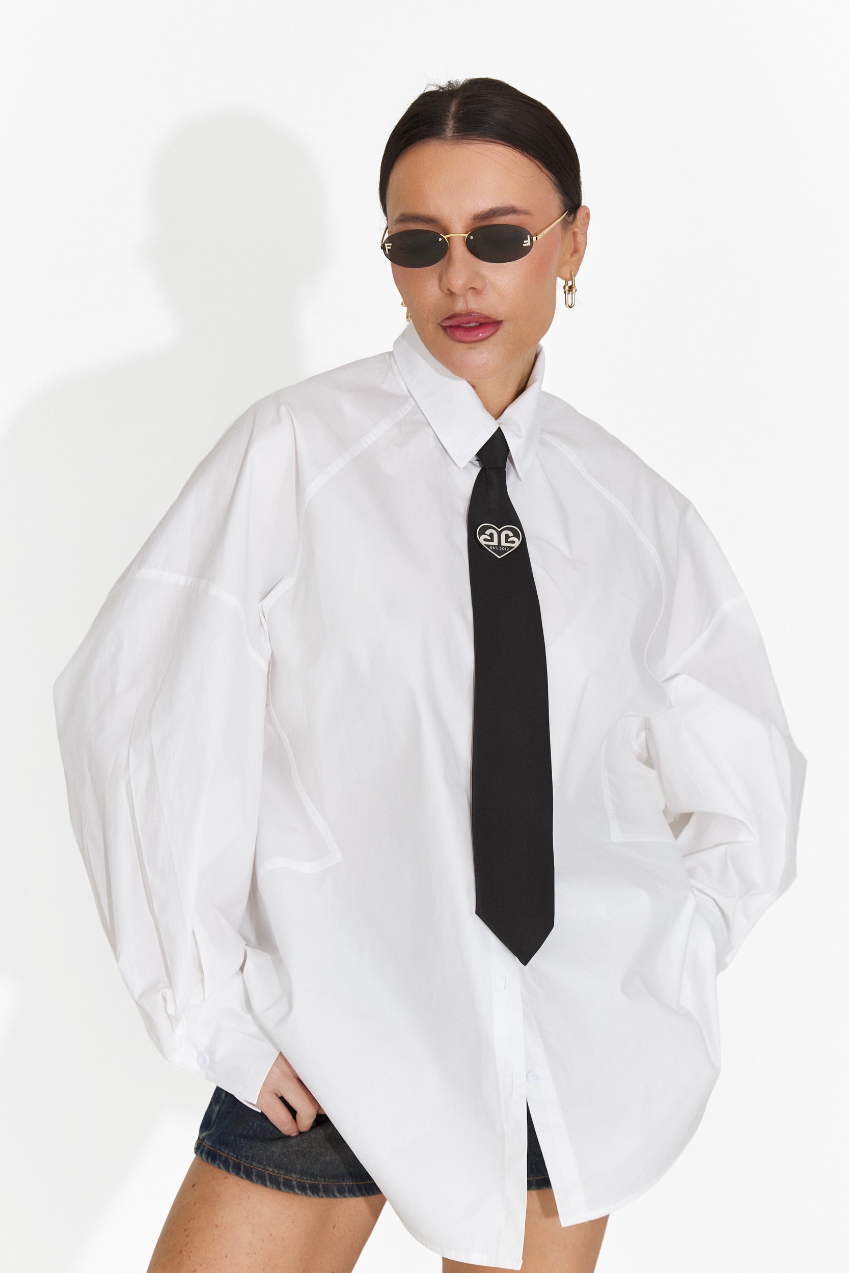 Cravata dama eleganta argintiu negru Enania Bogas