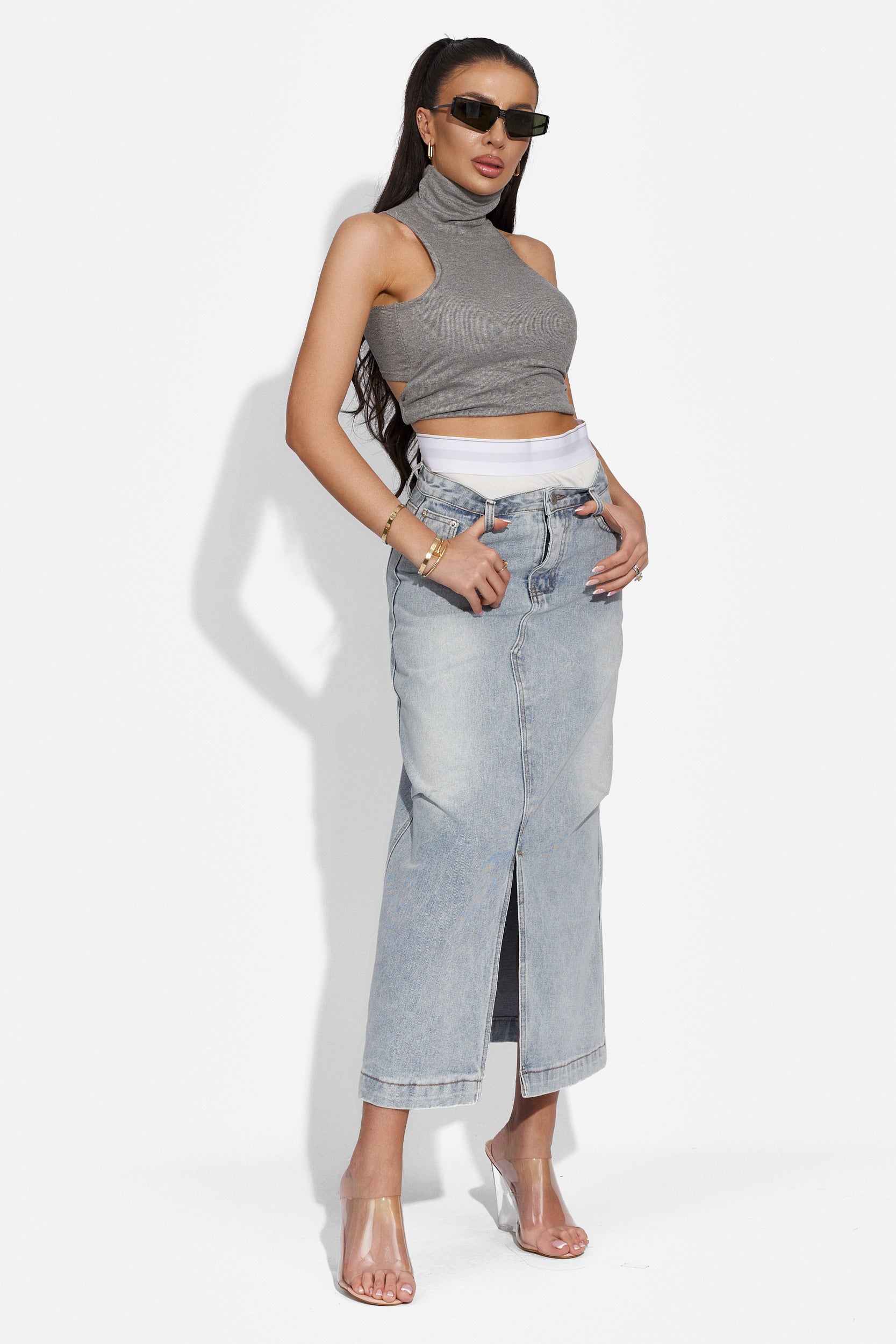 Fusta dama lunga casual bleu Miliana Bogas