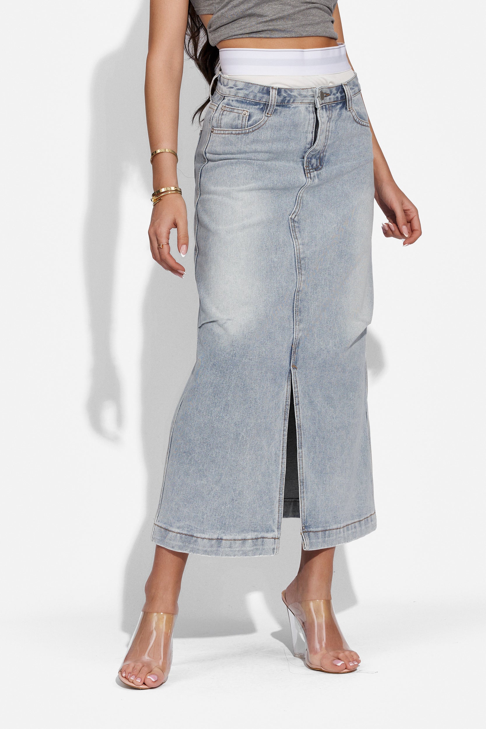 Fusta dama lunga casual bleu Miliana Bogas