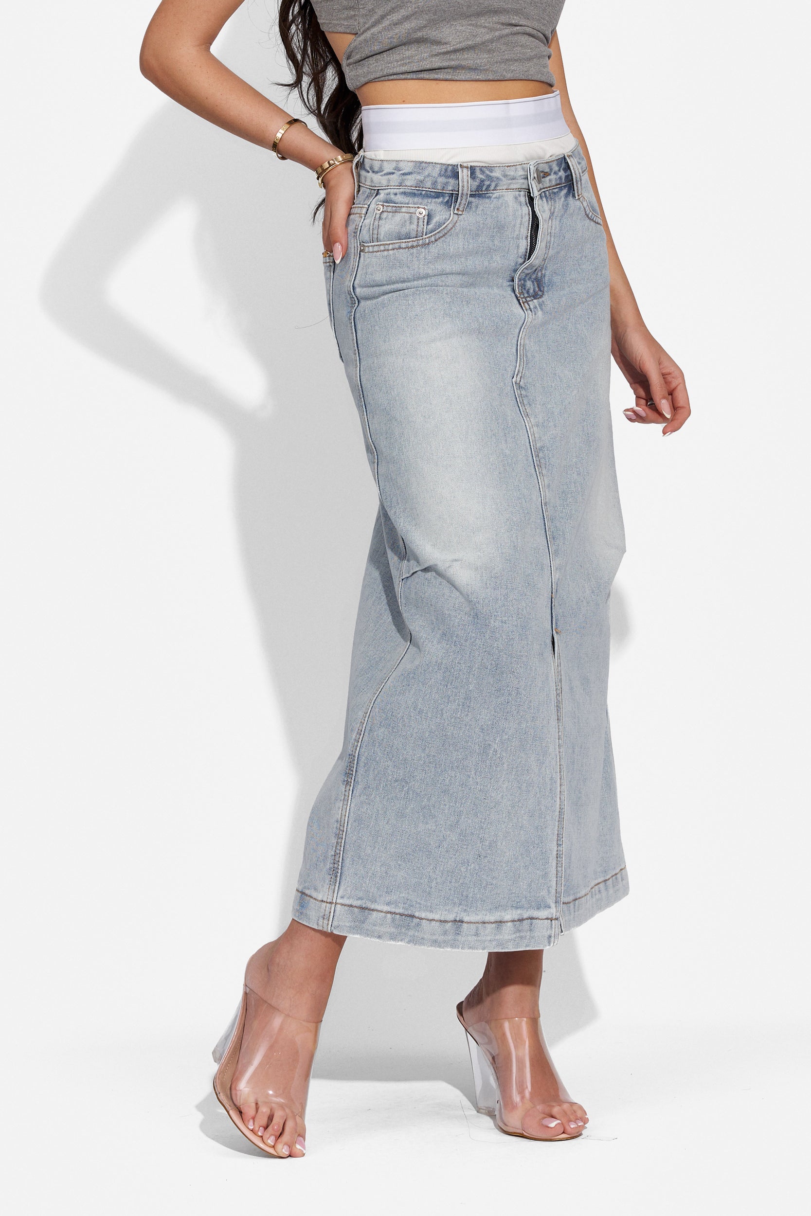 Fusta dama lunga casual bleu Miliana Bogas