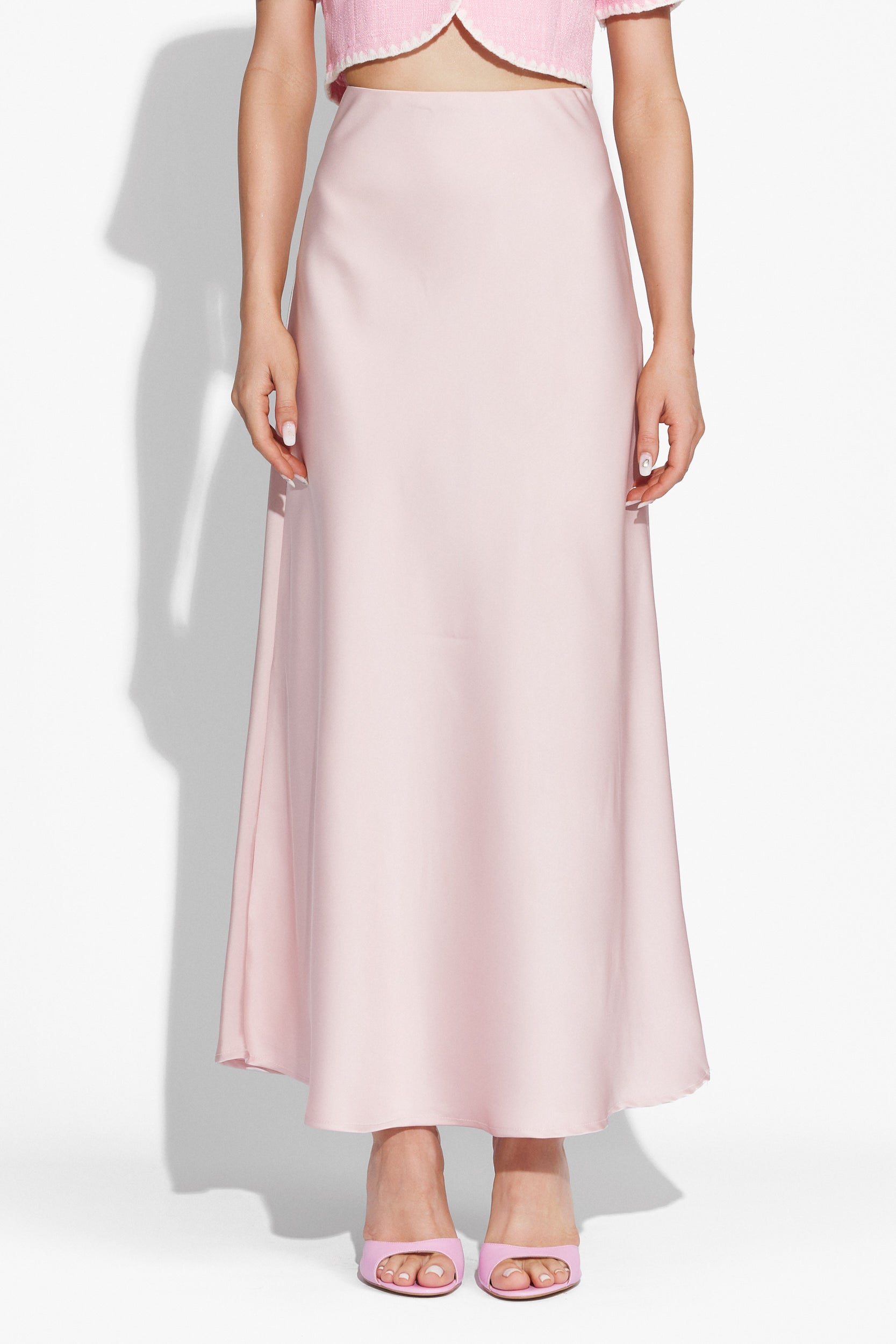 Ladies long pink satin skirt Pinkita Bogas