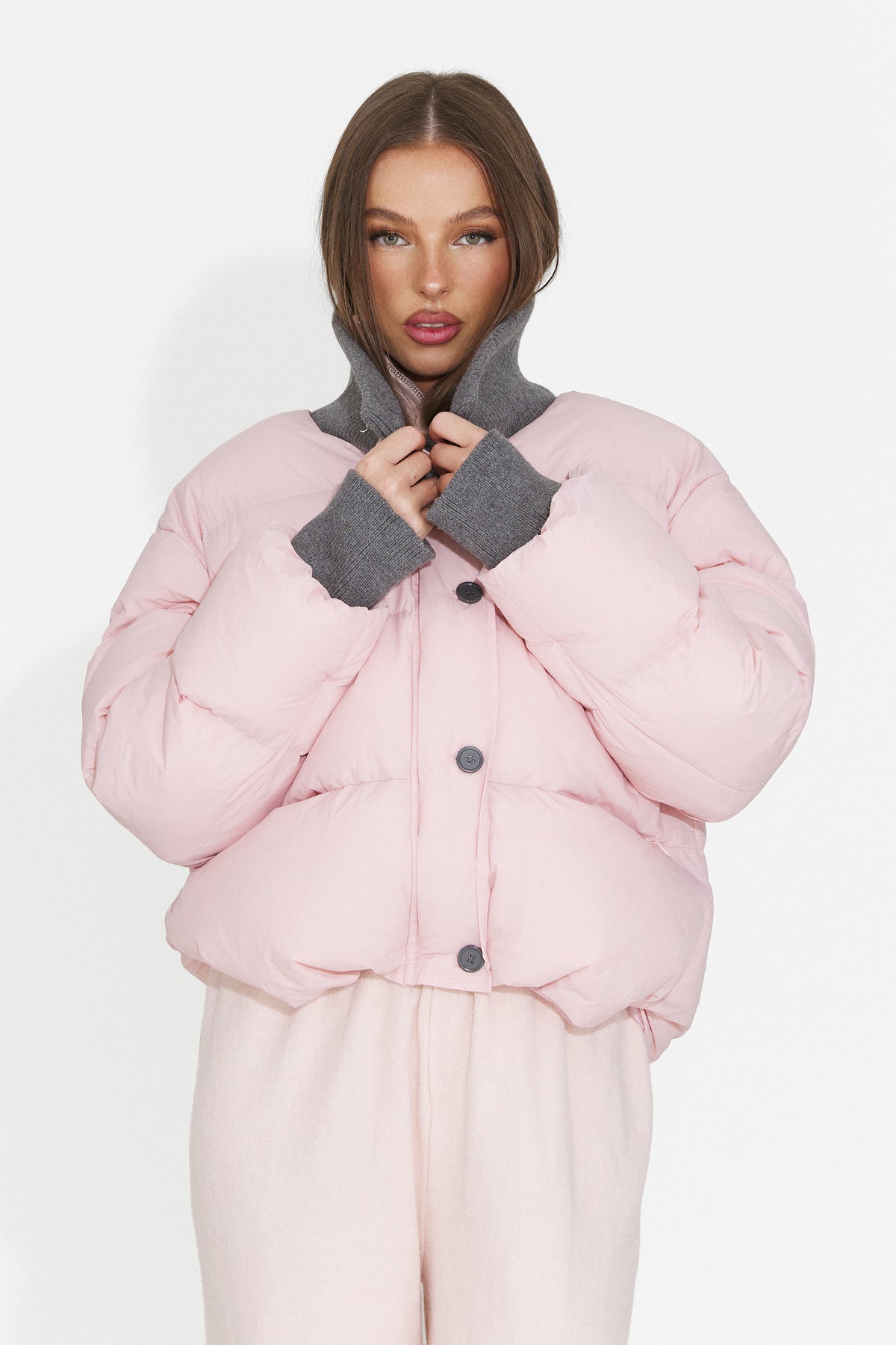 Geaca casual roz Dynualia Bogas