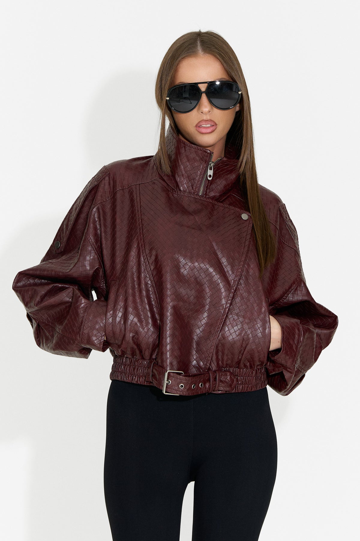 Geaca dama casual burgundy Gruroyena Bogas
