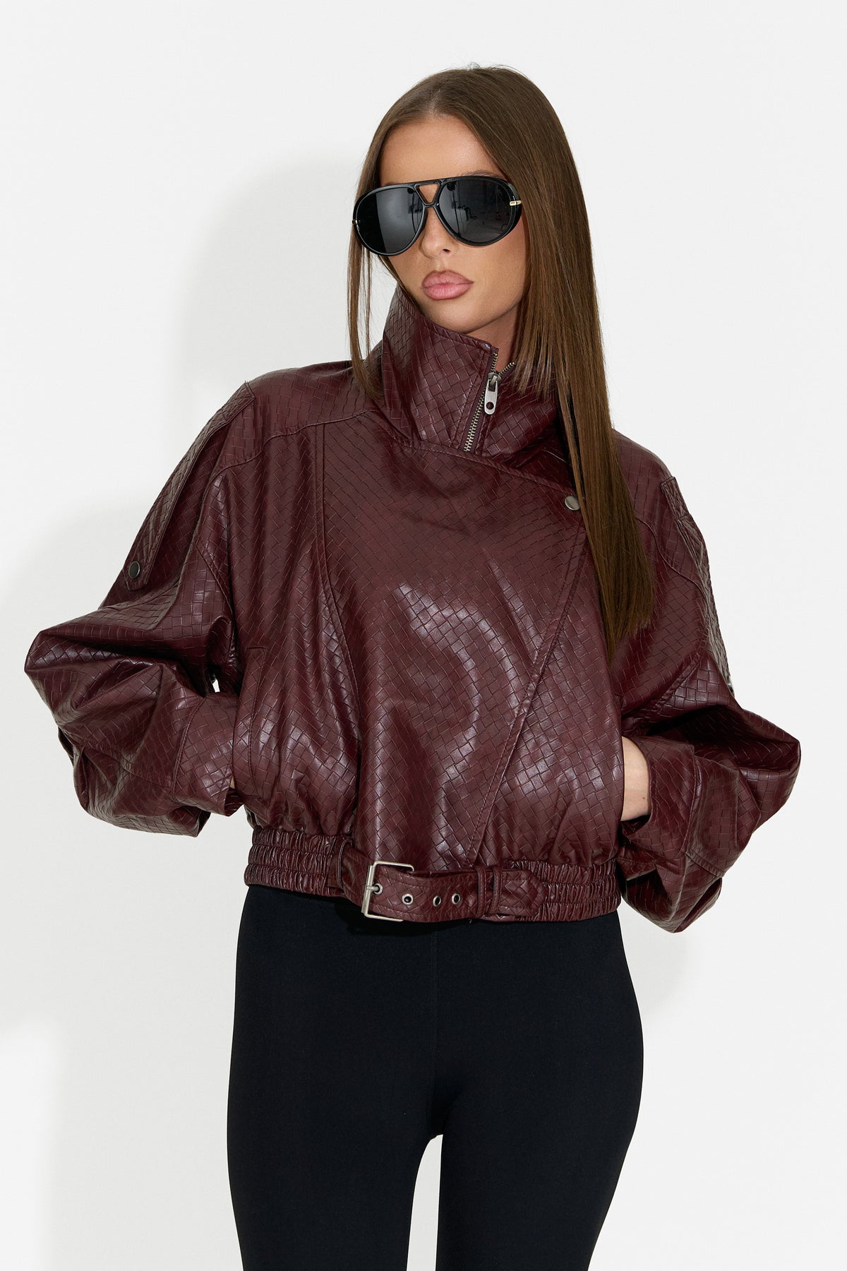Geaca dama casual burgundy Gruroyena Bogas