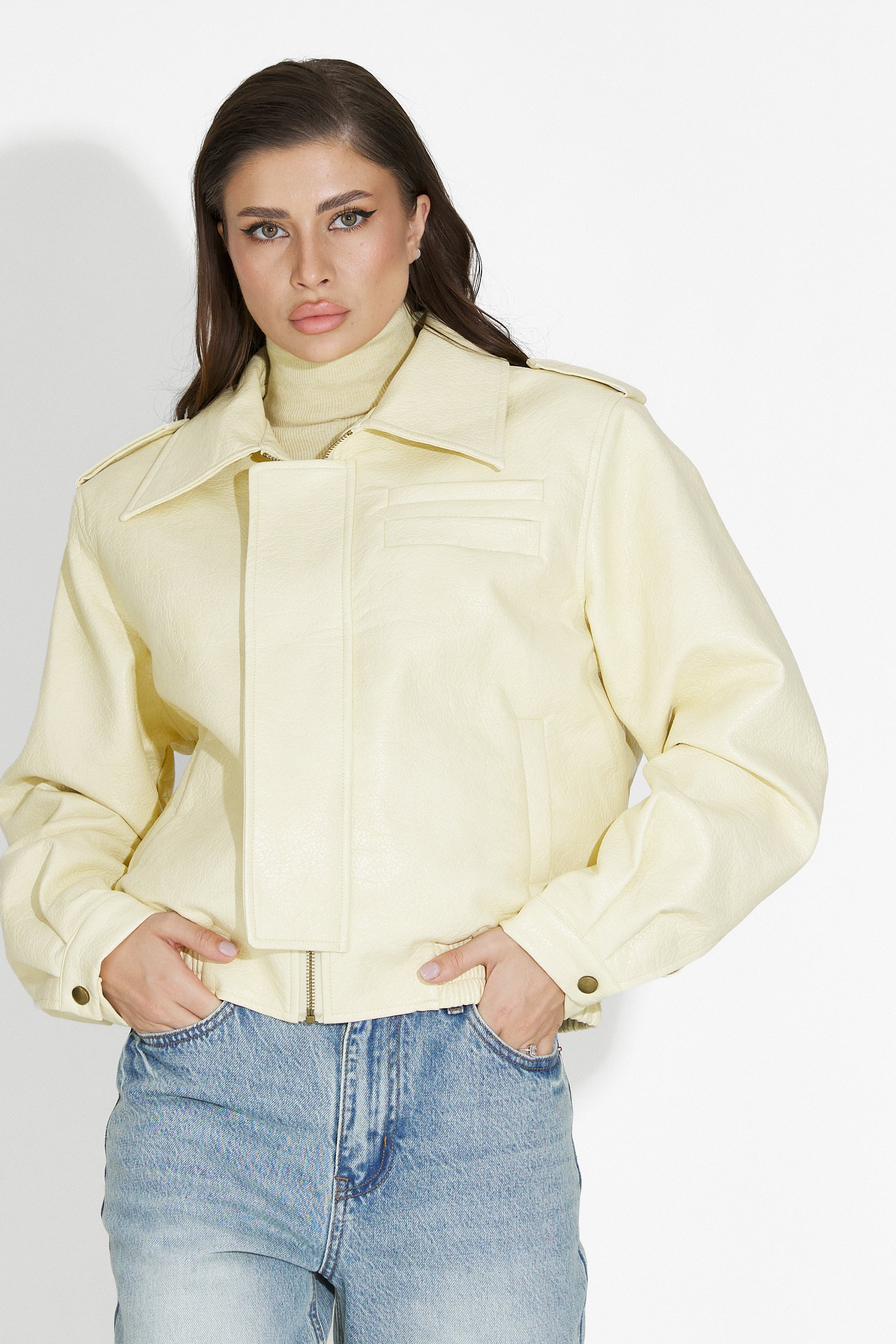 Geaca dama casual galbena Lionia Bogas